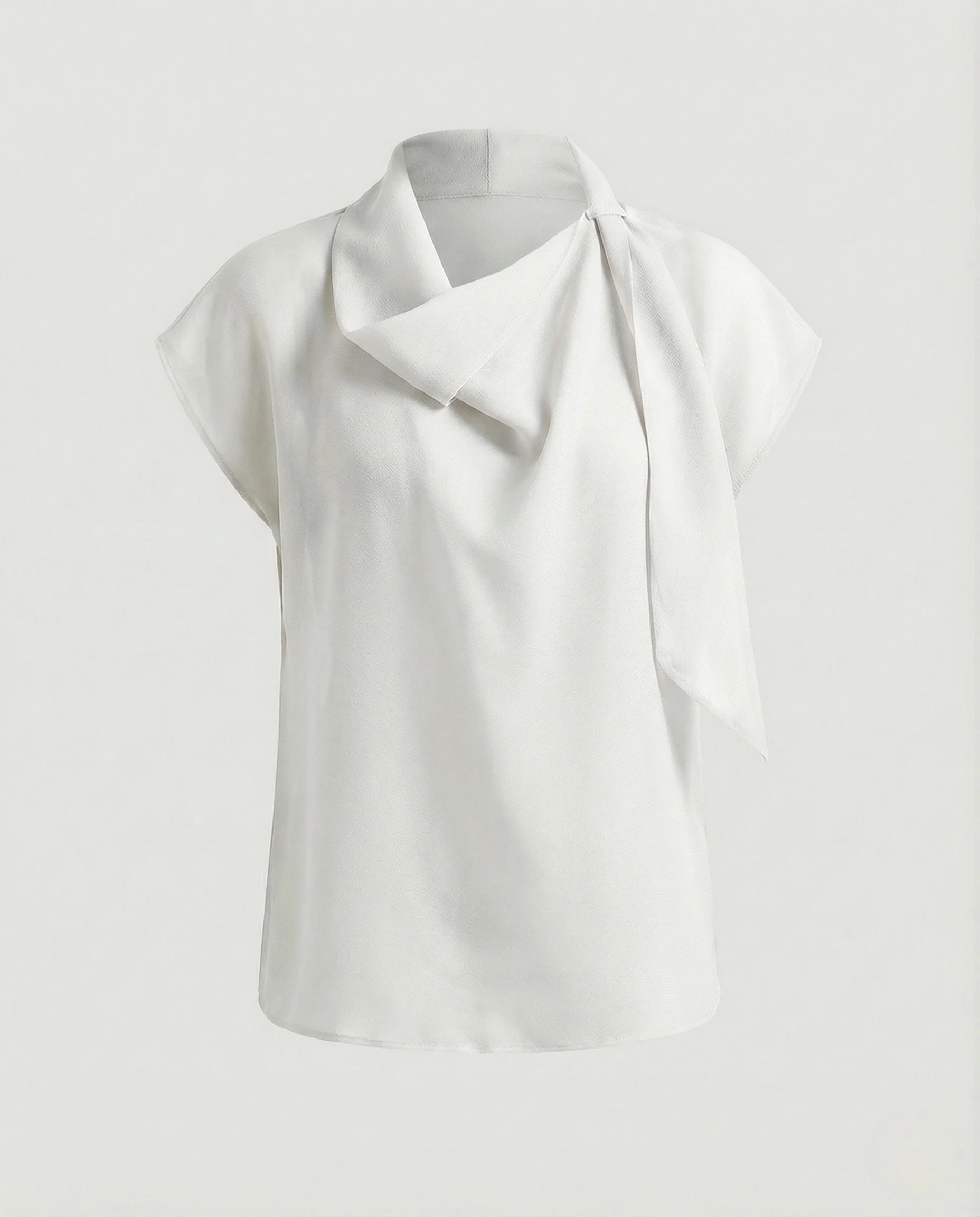 Damen Ärmellose Bluse mit Drapiertem Tuchkragen - Image 7