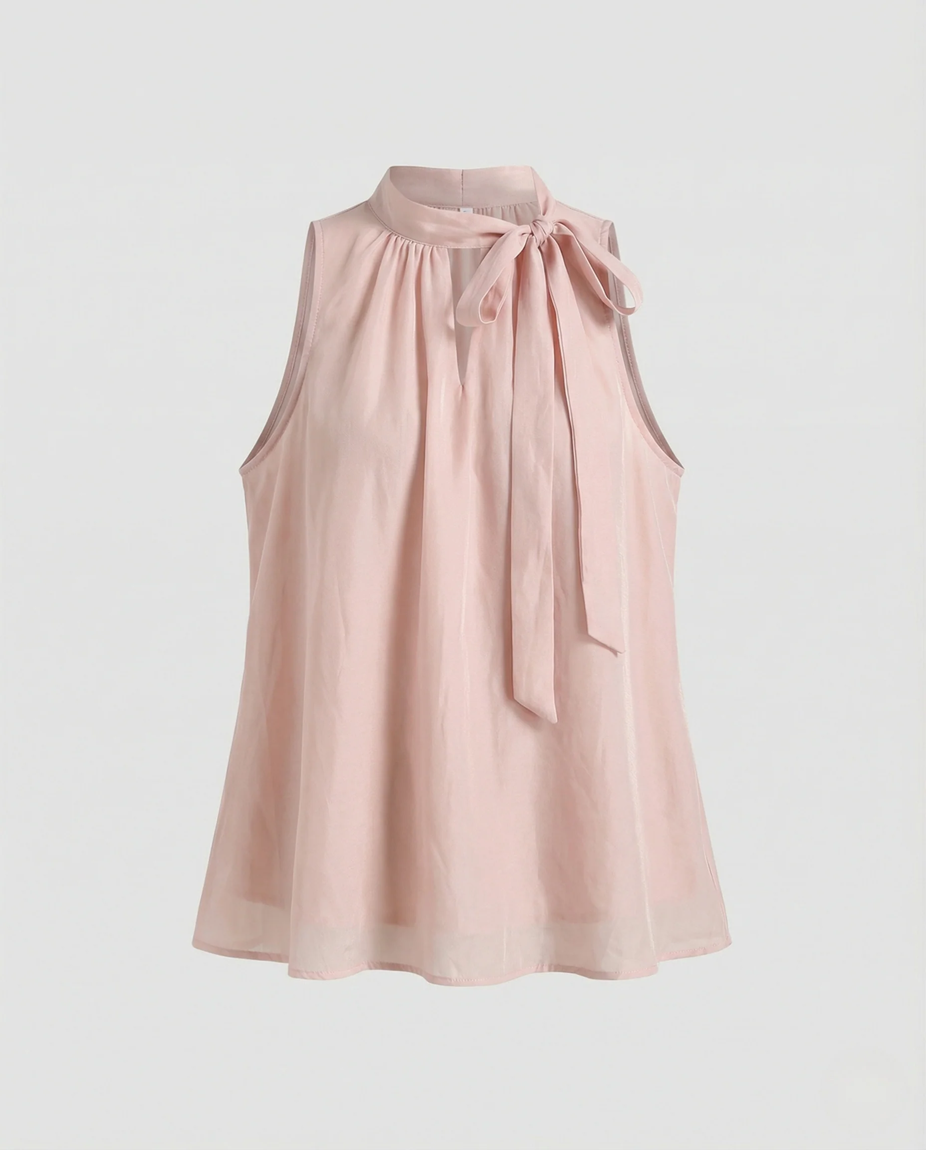Damen Ärmellose Bluse mit Schleifenkragen A-Linie - Image 5