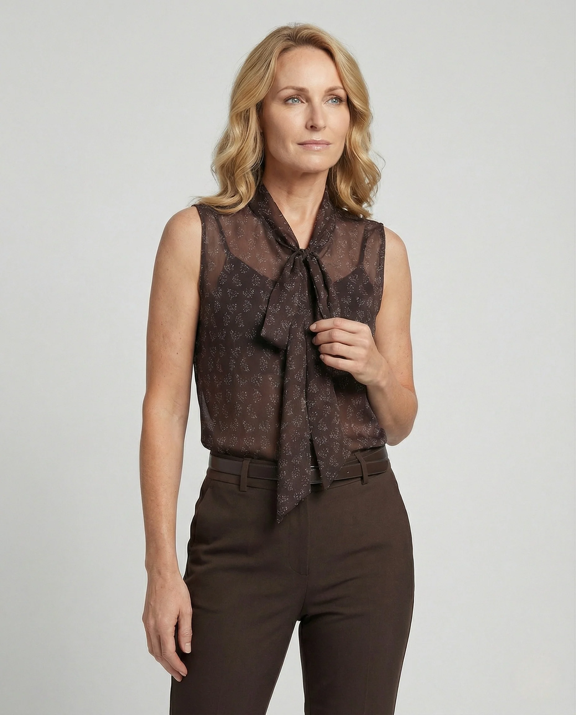 Damen Ärmellose Chiffonbluse mit Blumenmuster - Image 2