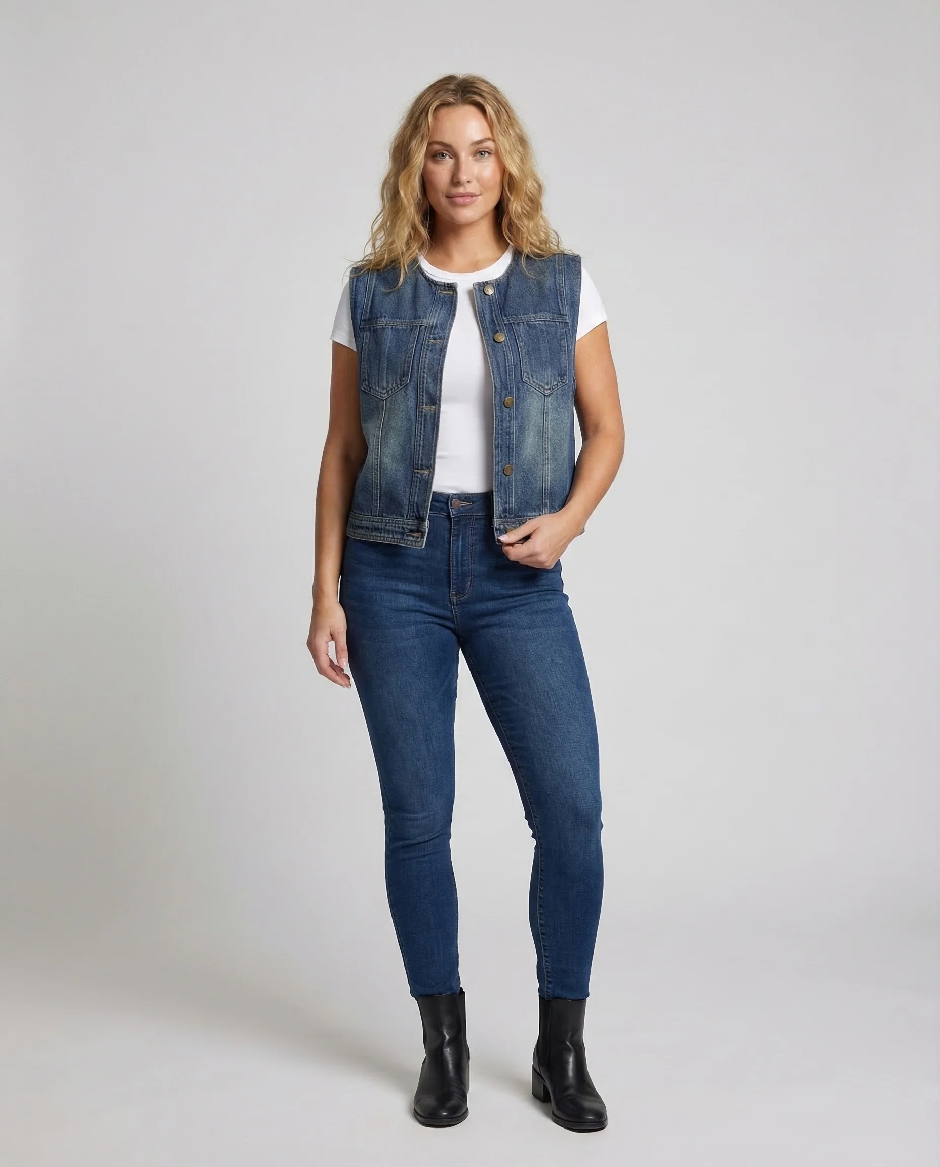 Damen Denimweste Ärmellos