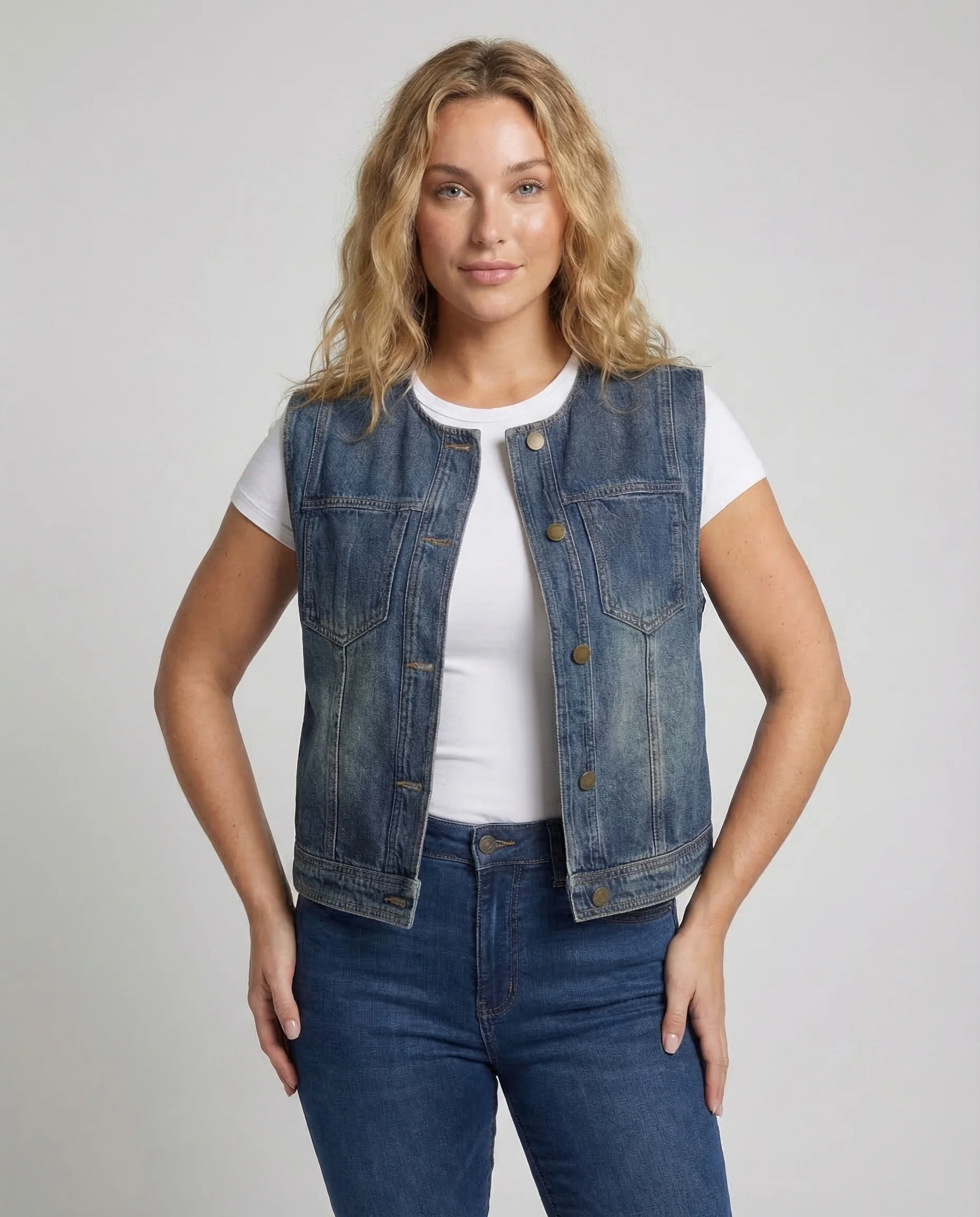 Damen Denimweste Ärmellos - Image 2