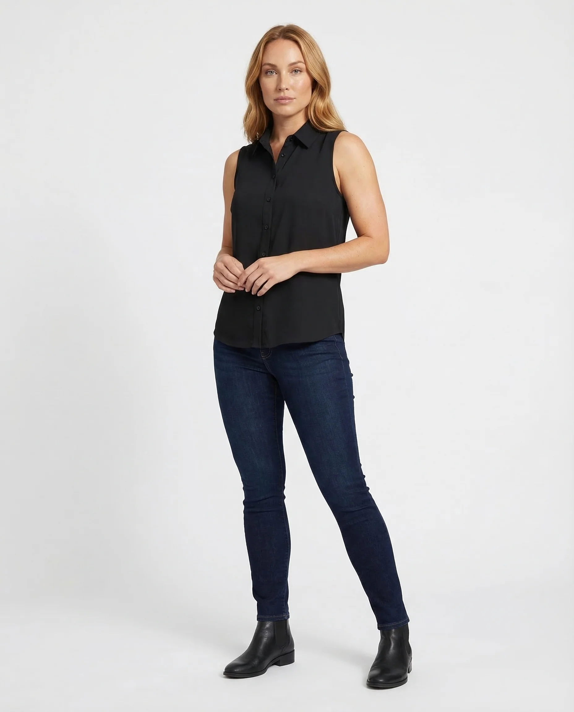 Damen Hemdbluse Ärmellos