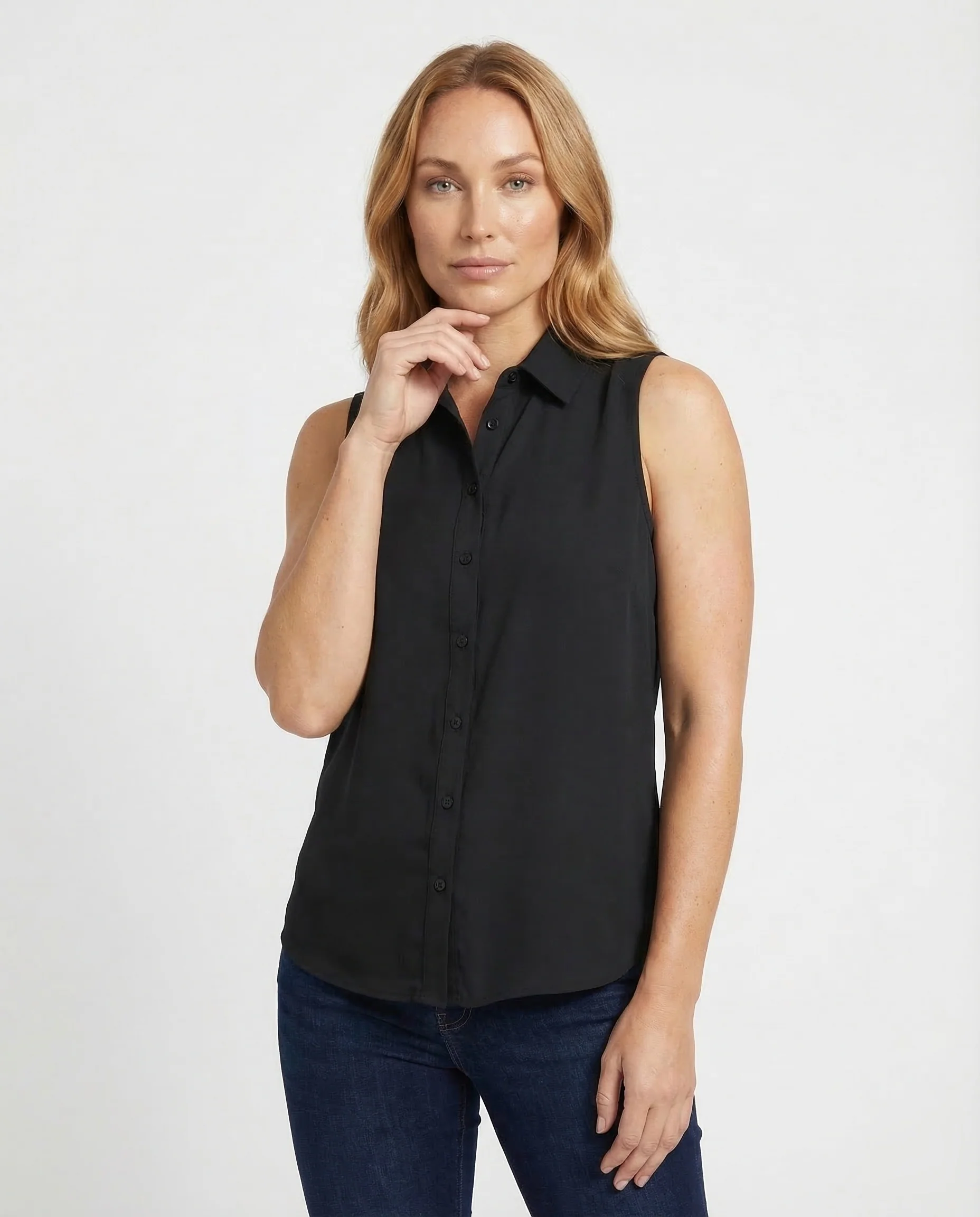 Damen Hemdbluse Ärmellos - Image 2