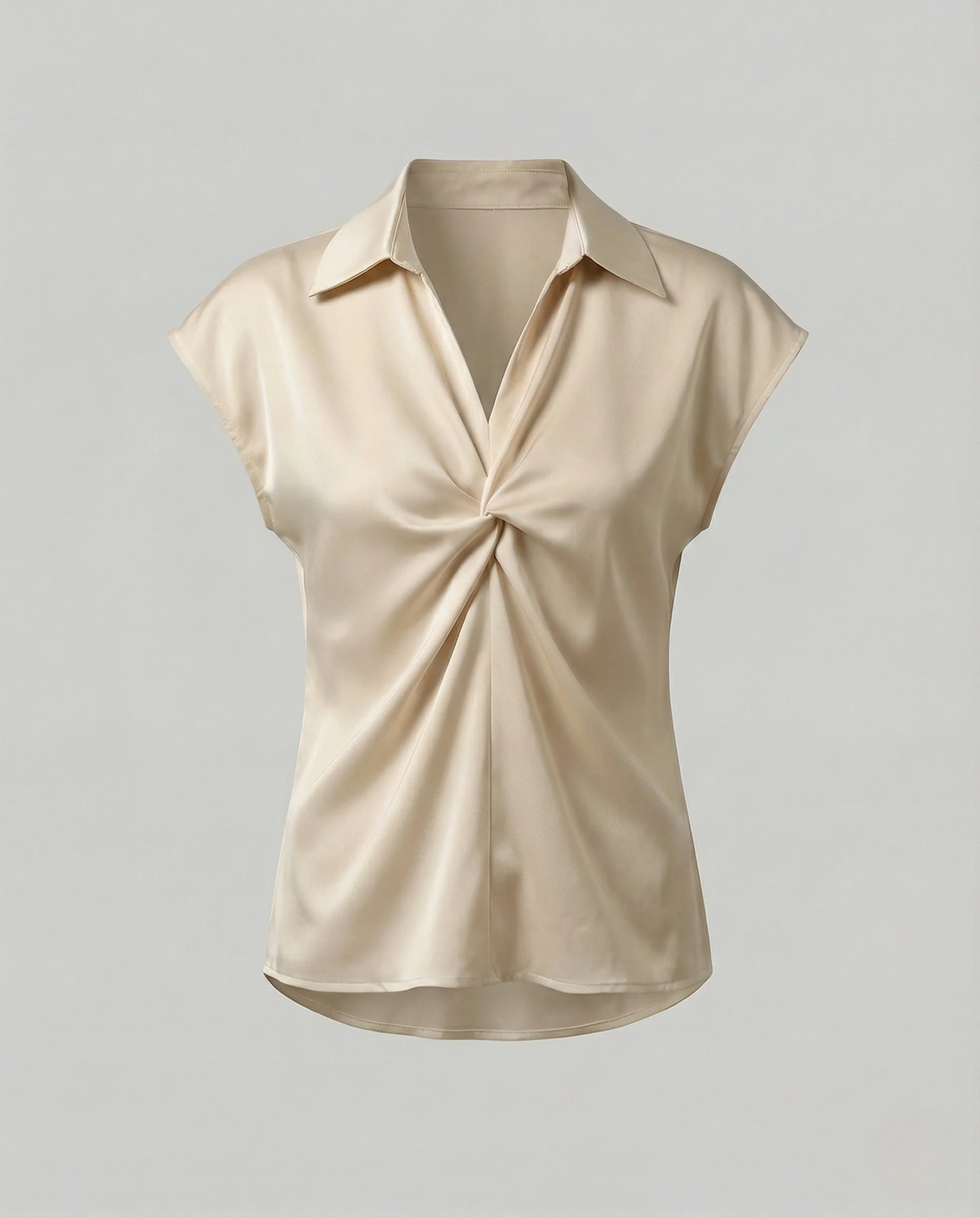Damen Ärmellose Satinbluse mit Drehdetail - Image 7