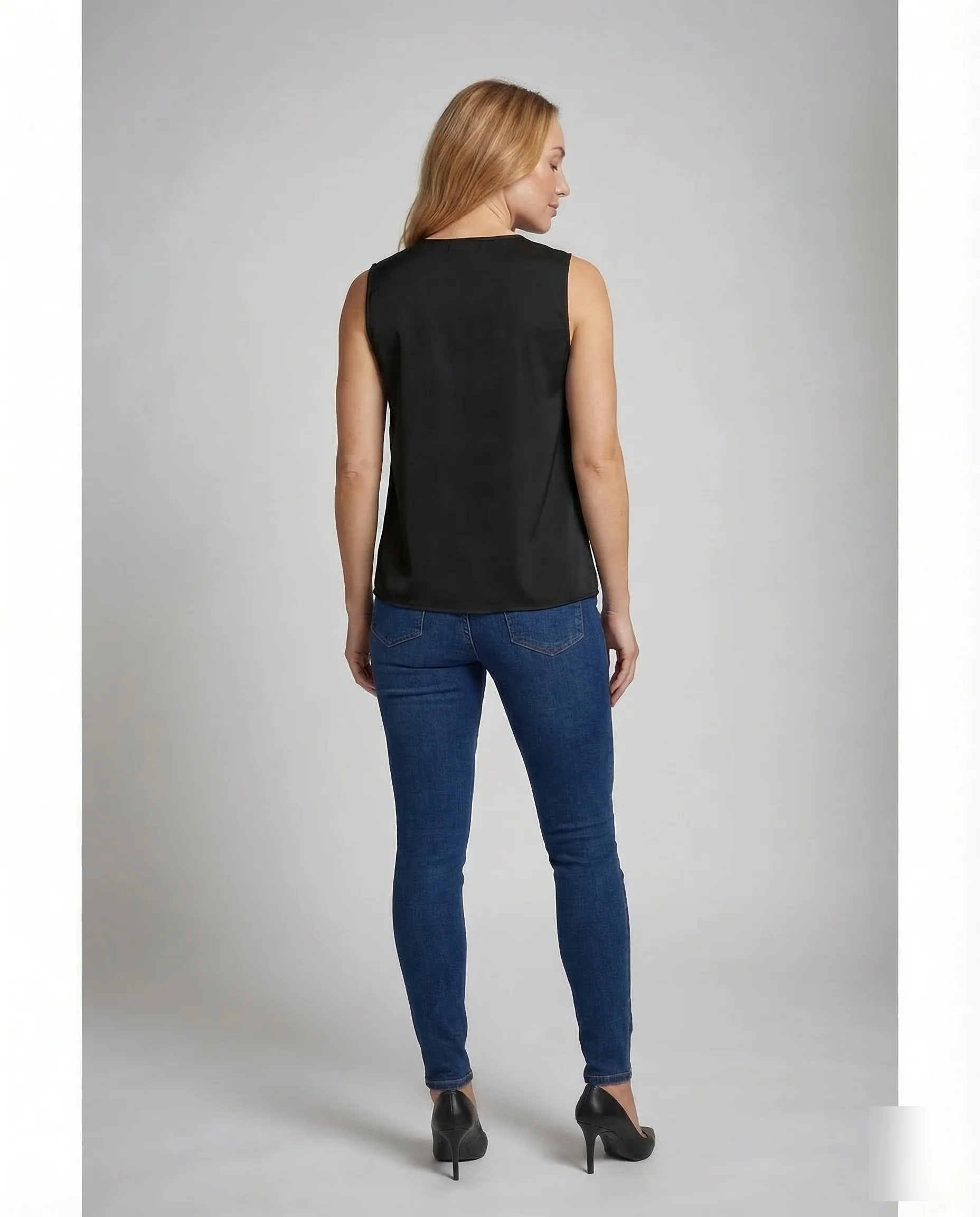 Damen Satinbluse Ärmellos - Image 4