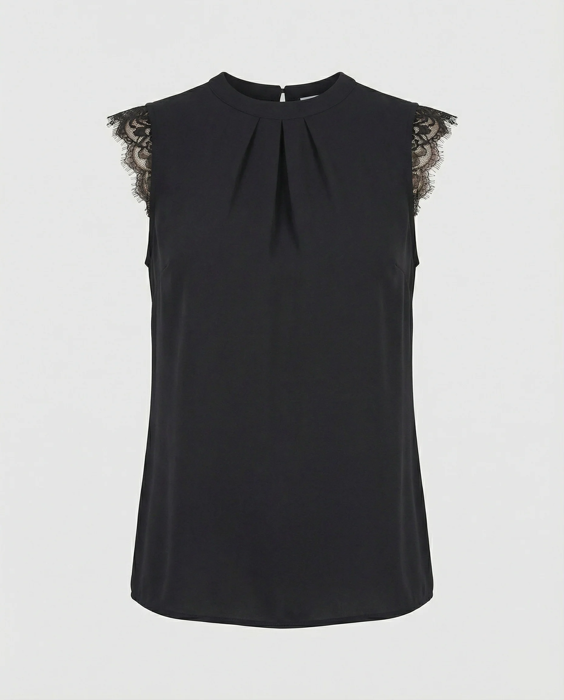 Ärmellose Spitzenbluse Damen mit Rundhalsausschnitt - Image 5