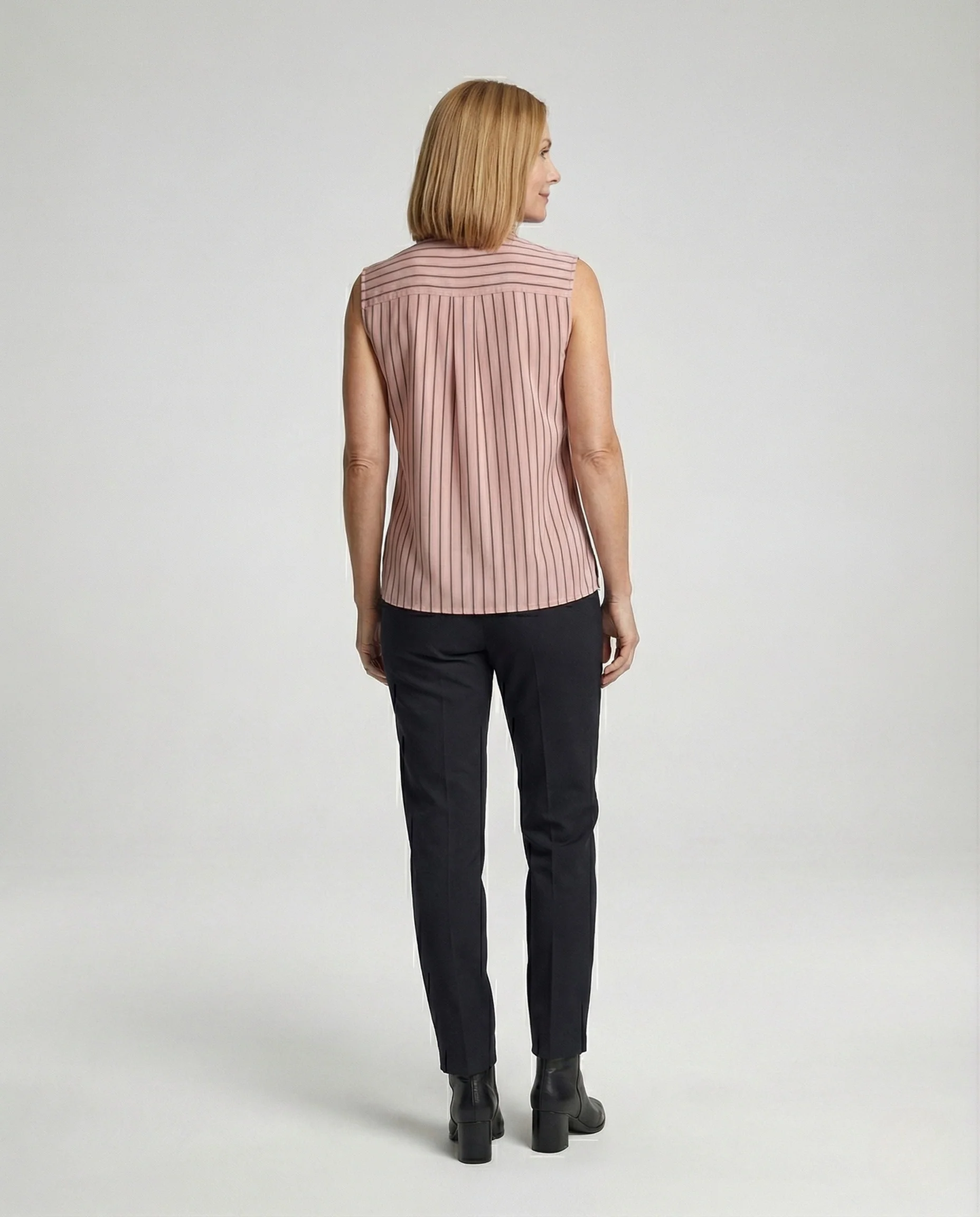 Damen Ärmellose Streifen Hemdbluse aus Viskose - Image 3