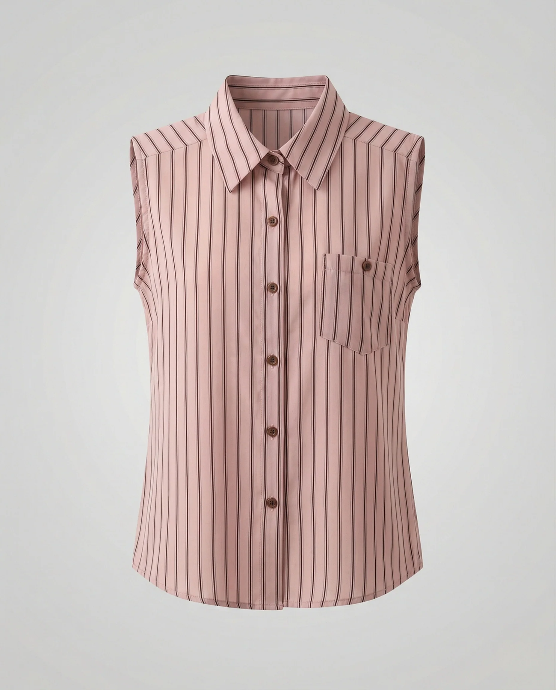 Damen Ärmellose Streifen Hemdbluse aus Viskose - Image 5