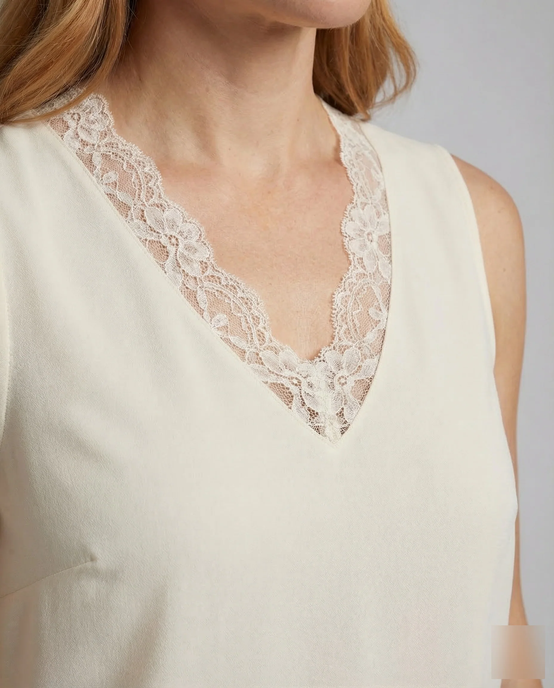 Damen V Ausschnitt Bluse Spitze - Image 3