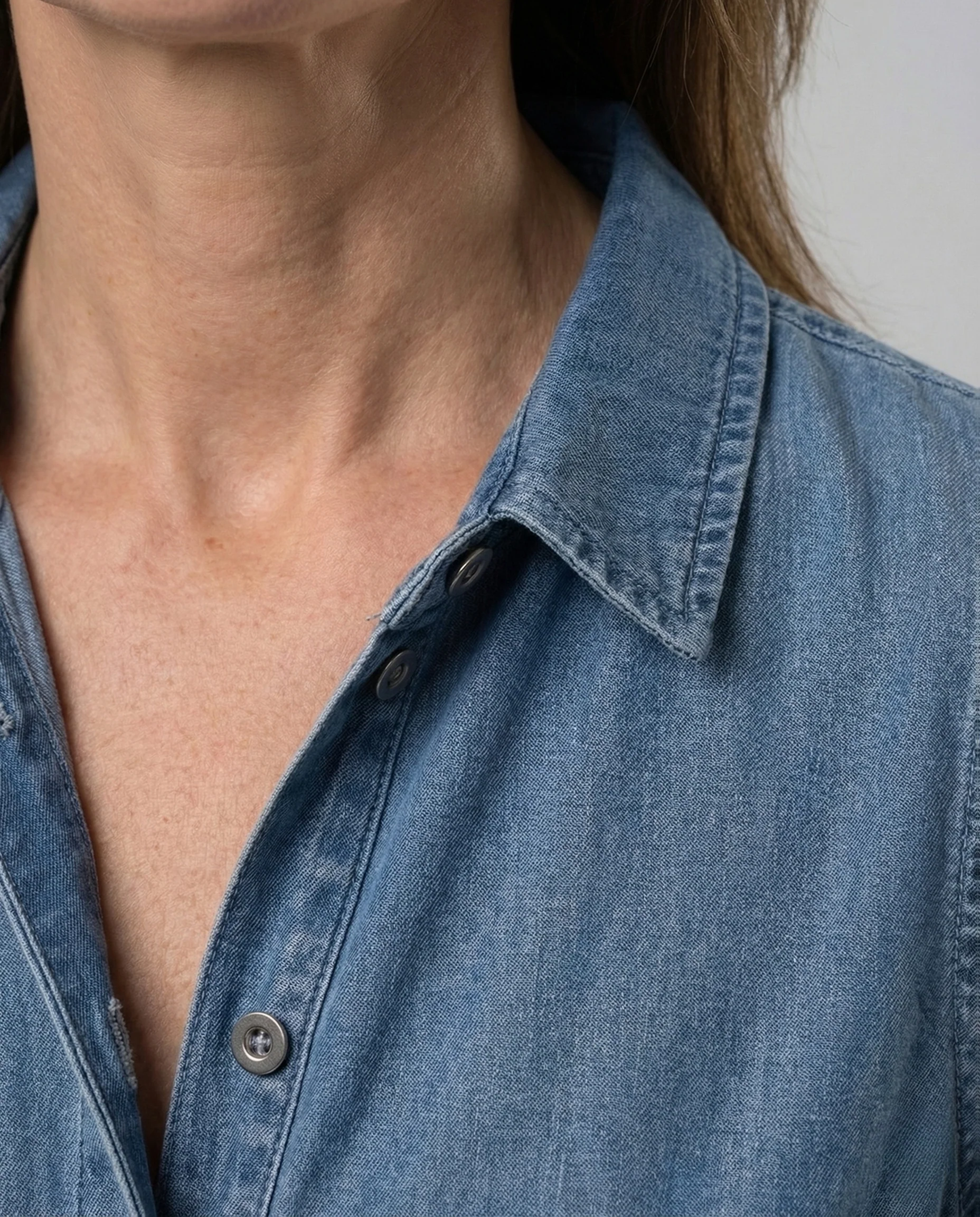 Damen ärmelloser Denim Jumpsuit mit Hemdkragen & Kordelbund Wide Leg - Image 3