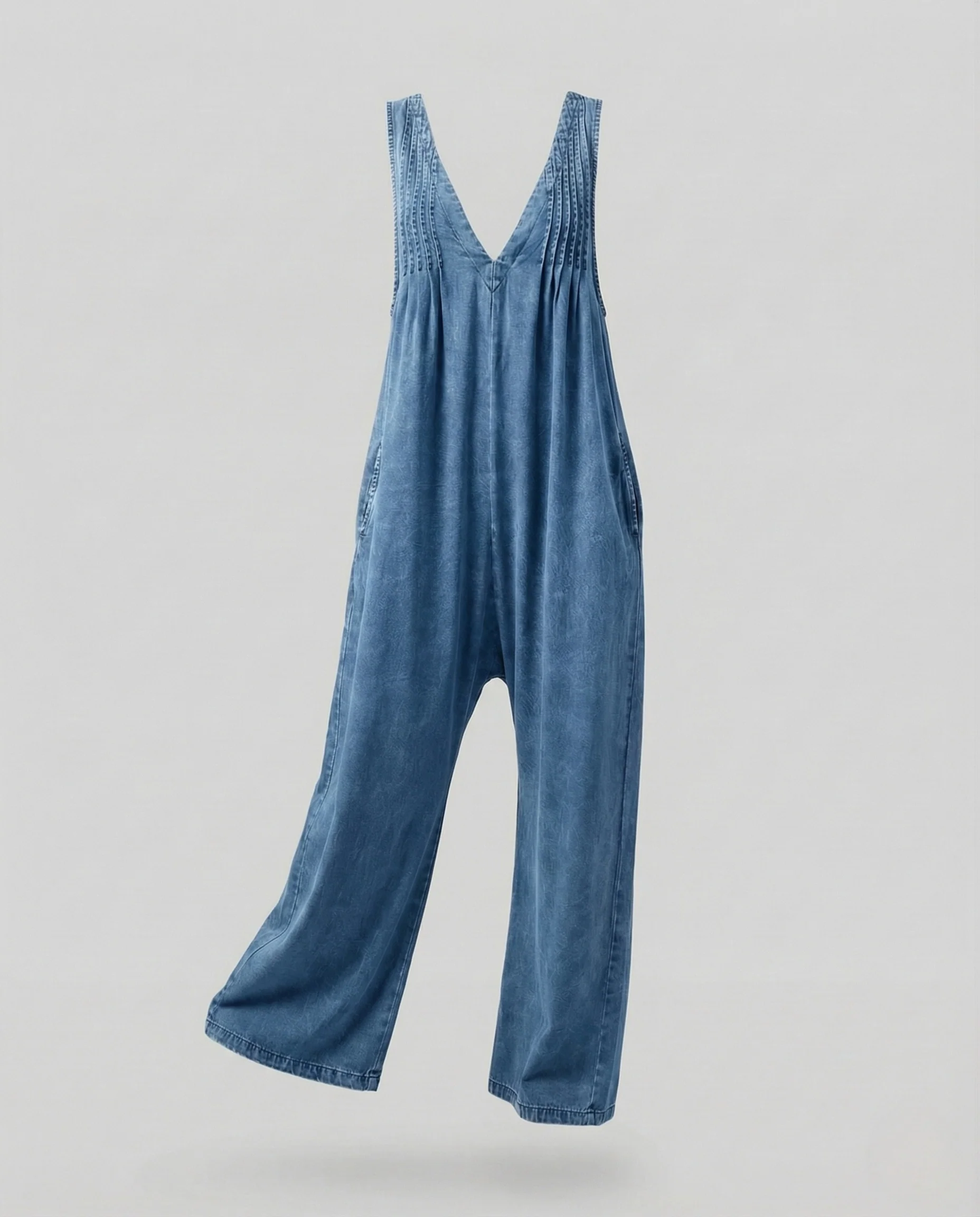 Damen Palazzo Jumpsuit ärmellos mit V-Ausschnitt & Bindegürtel - Image 5