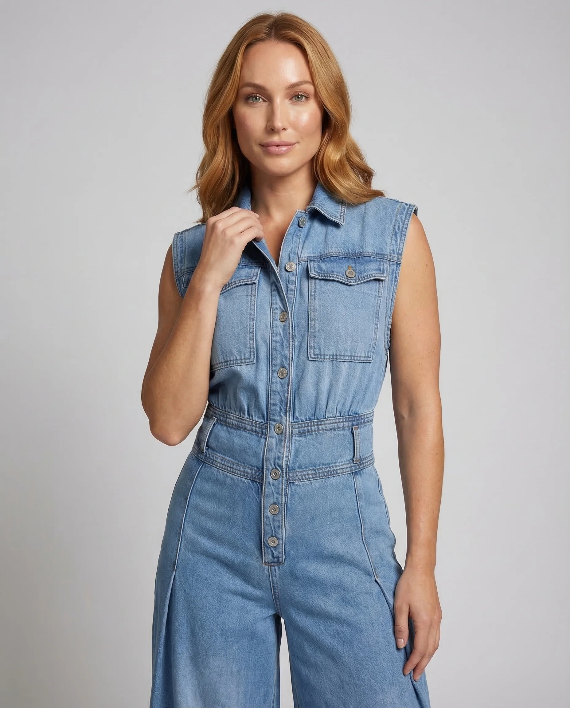 Damen Jeans Jumpsuit Weites Bein - Image 2