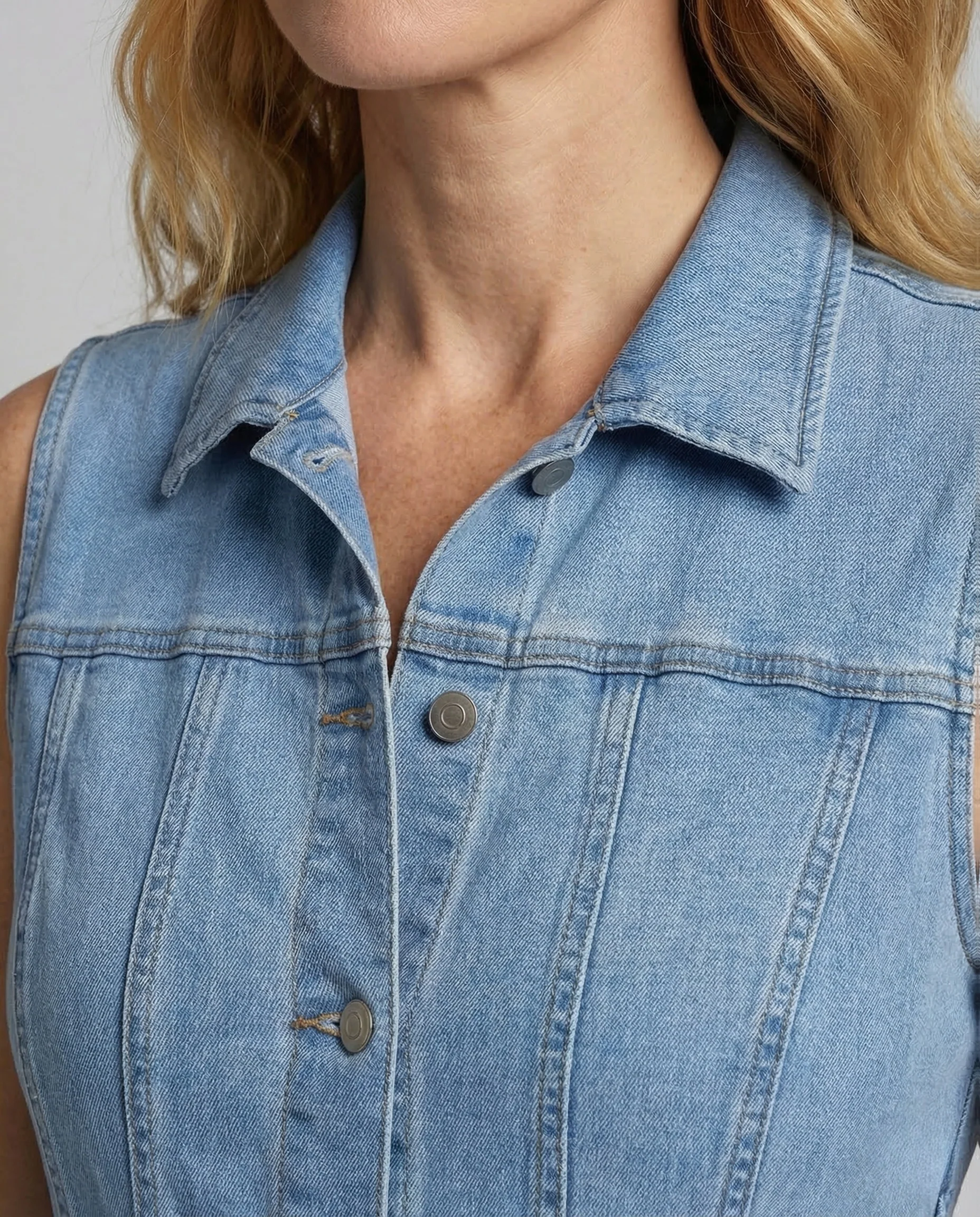 Damen Jeans Jumpsuit Ärmellos Tailliert Cutout - Image 2