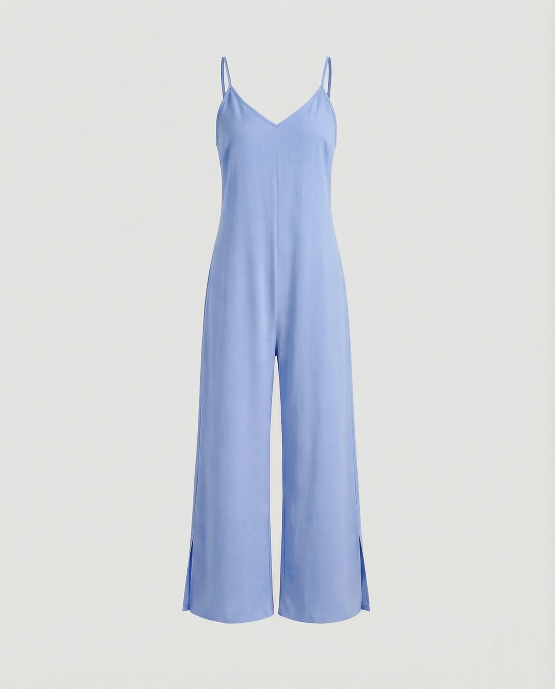 Damen Ärmelloser Jumpsuit mit V-Ausschnitt und weitem Bein - Image 7