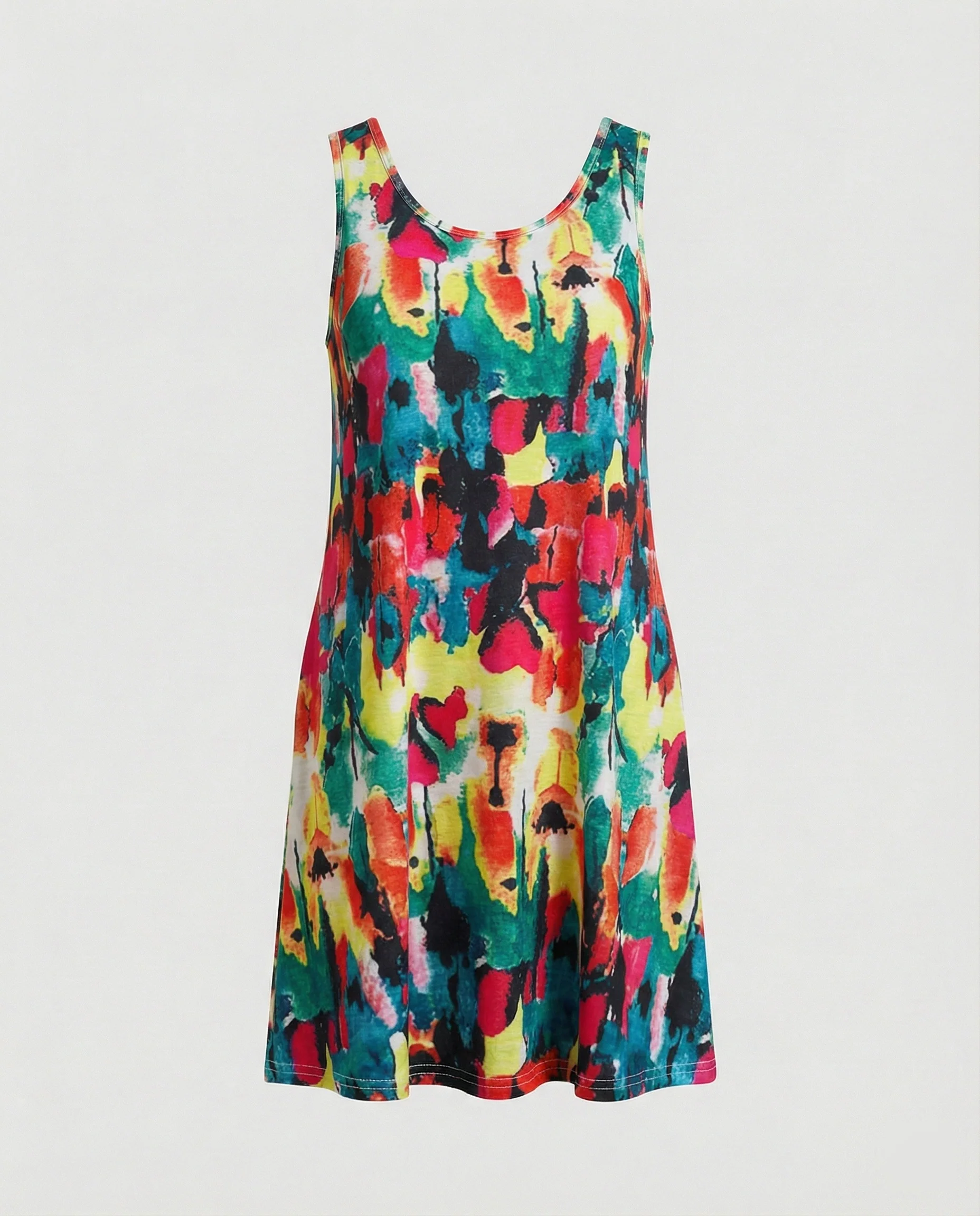 A-Linien Sommerkleid Palmenprint Ärmellos Damen - Image 13