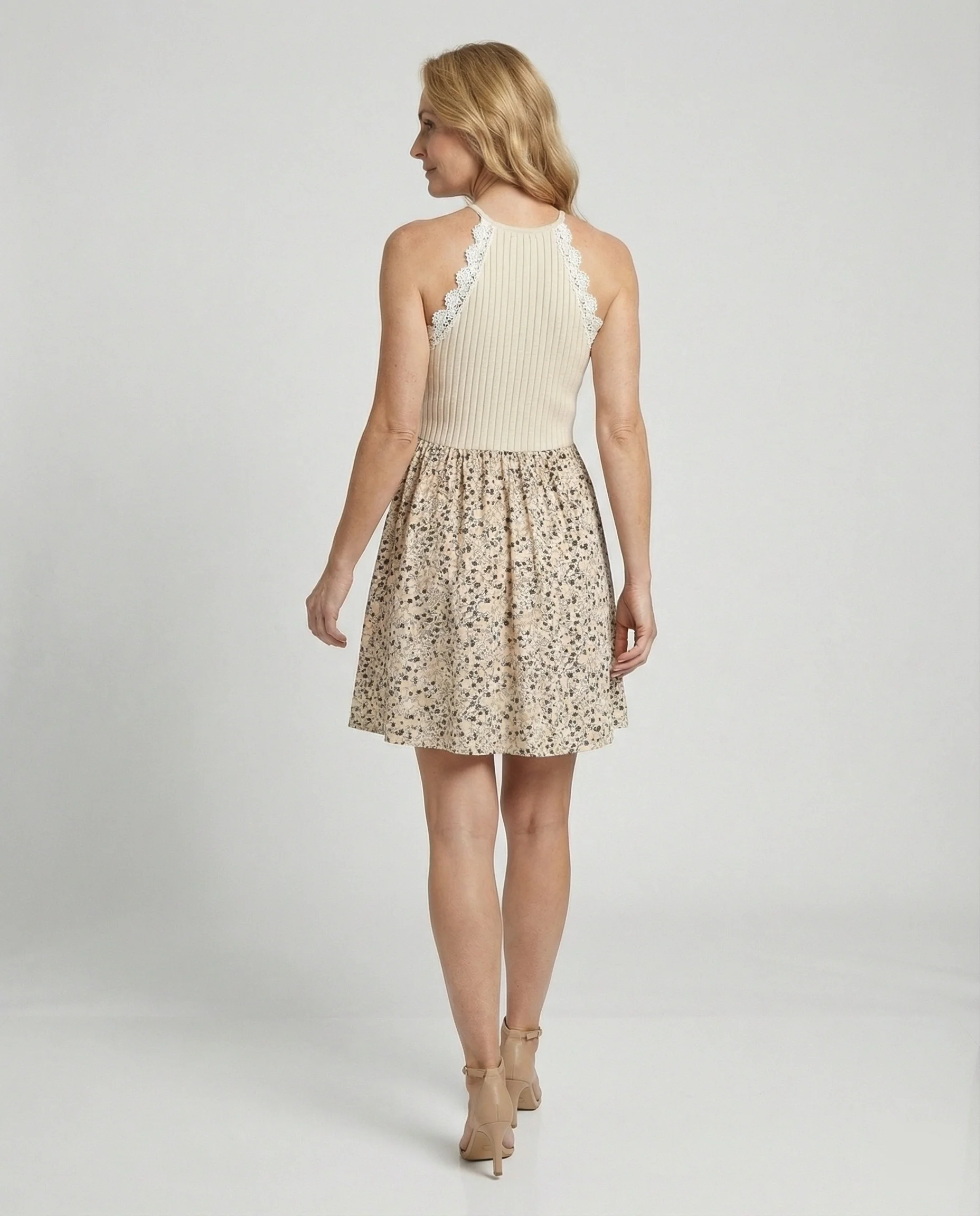 Damen Blumenkleid A-Linie mit Chiffonrock - Image 3