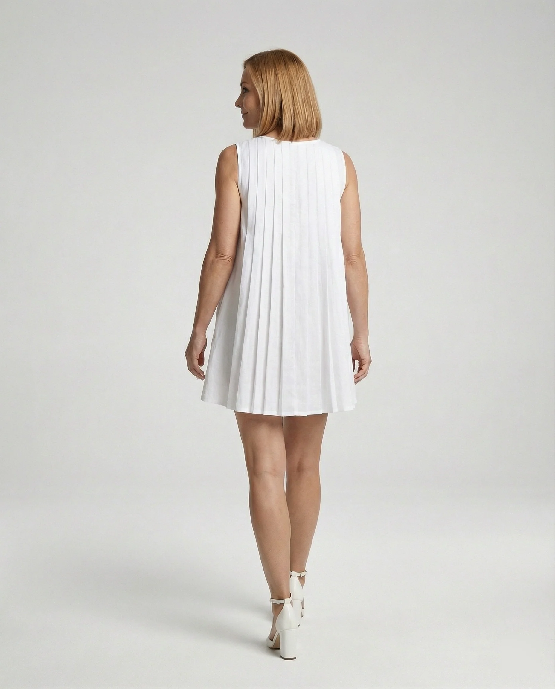 Damen Freizeitkleid ärmellos mit Plissee - Image 7