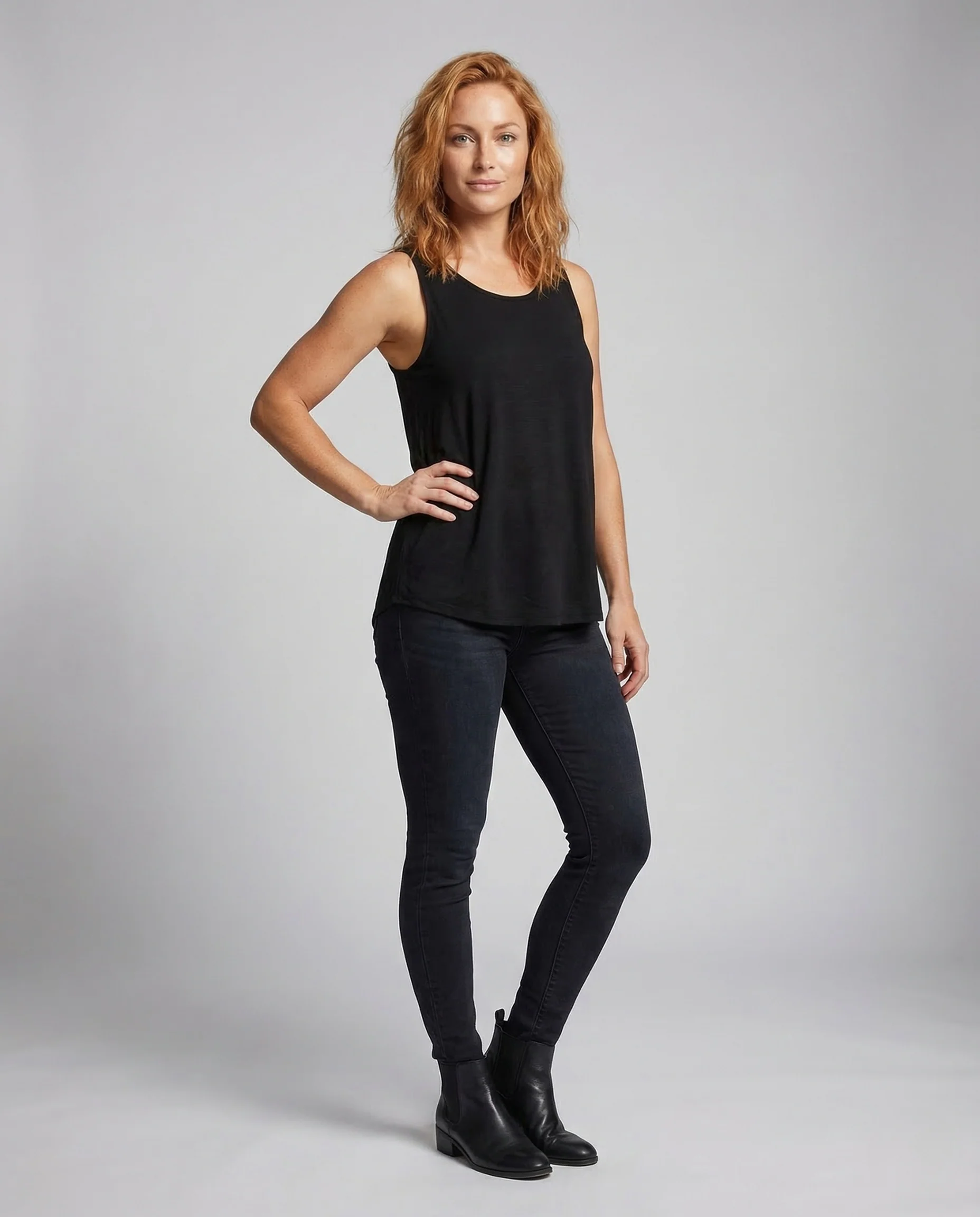 Damen Baumwollshirt Ärmellos Rundhals