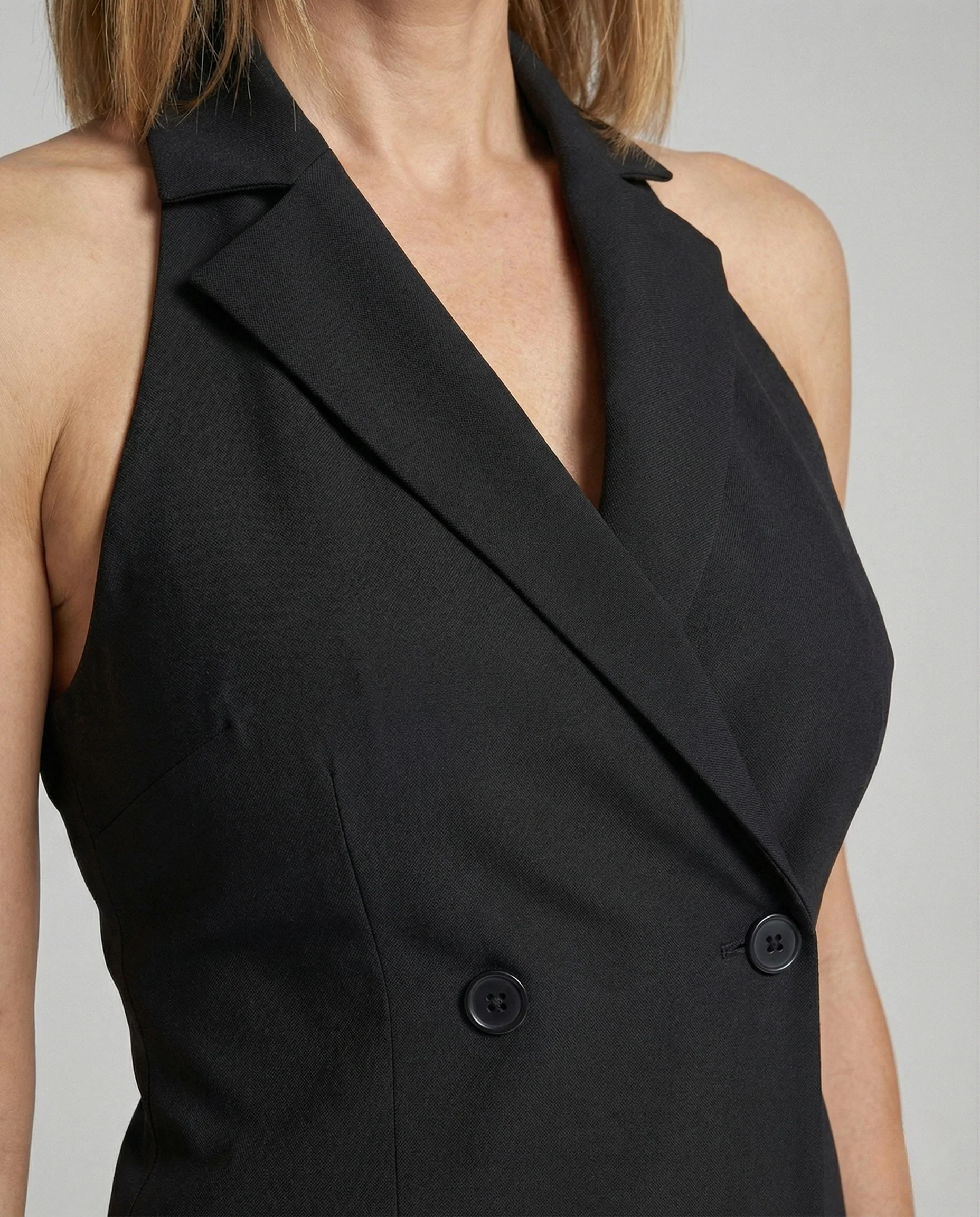 Blazer Minikleid Doppelreiher Ärmellos Damen - Image 3