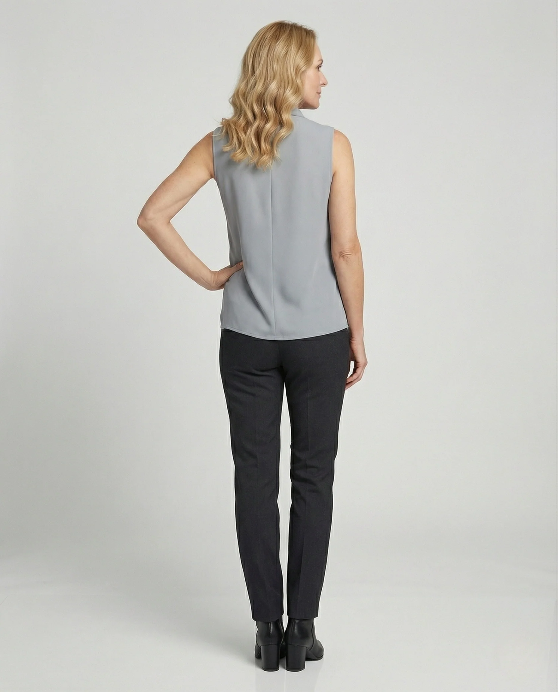 Damen Ärmelloses Georgette Top mit Schalkragen - Image 4
