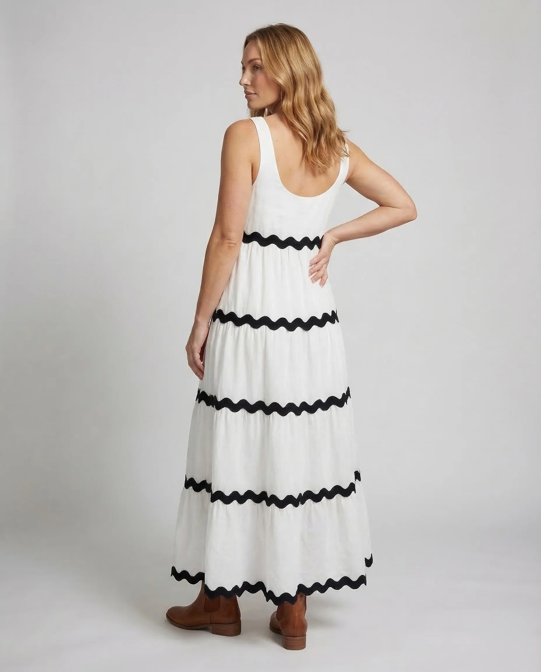 Damen Maxikleid Ärmellos Print - Image 4