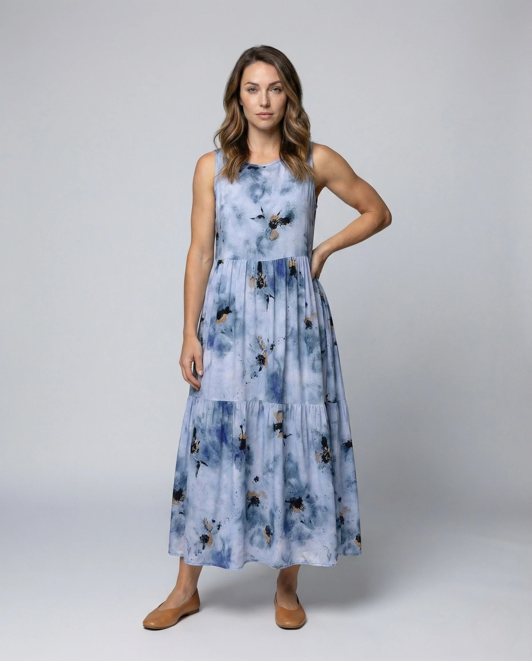 Damen Gestuftes Maxikleid mit Blumenprint