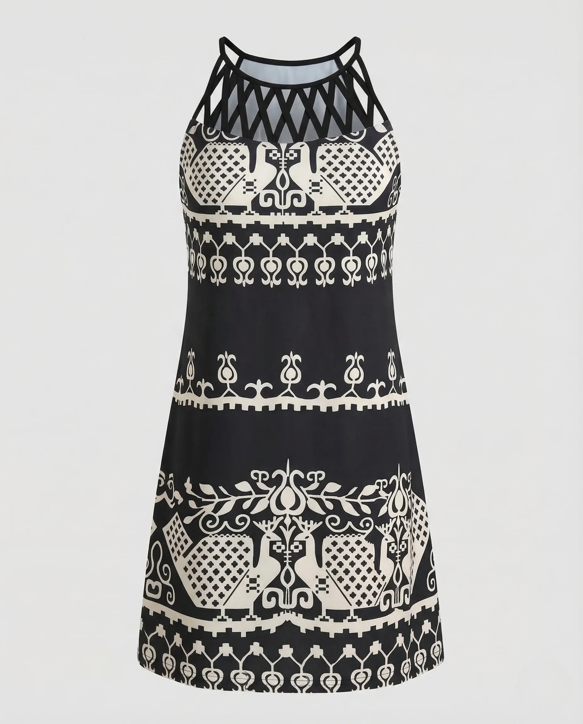 Damen Halter Minikleid Print Jersey - Image 5