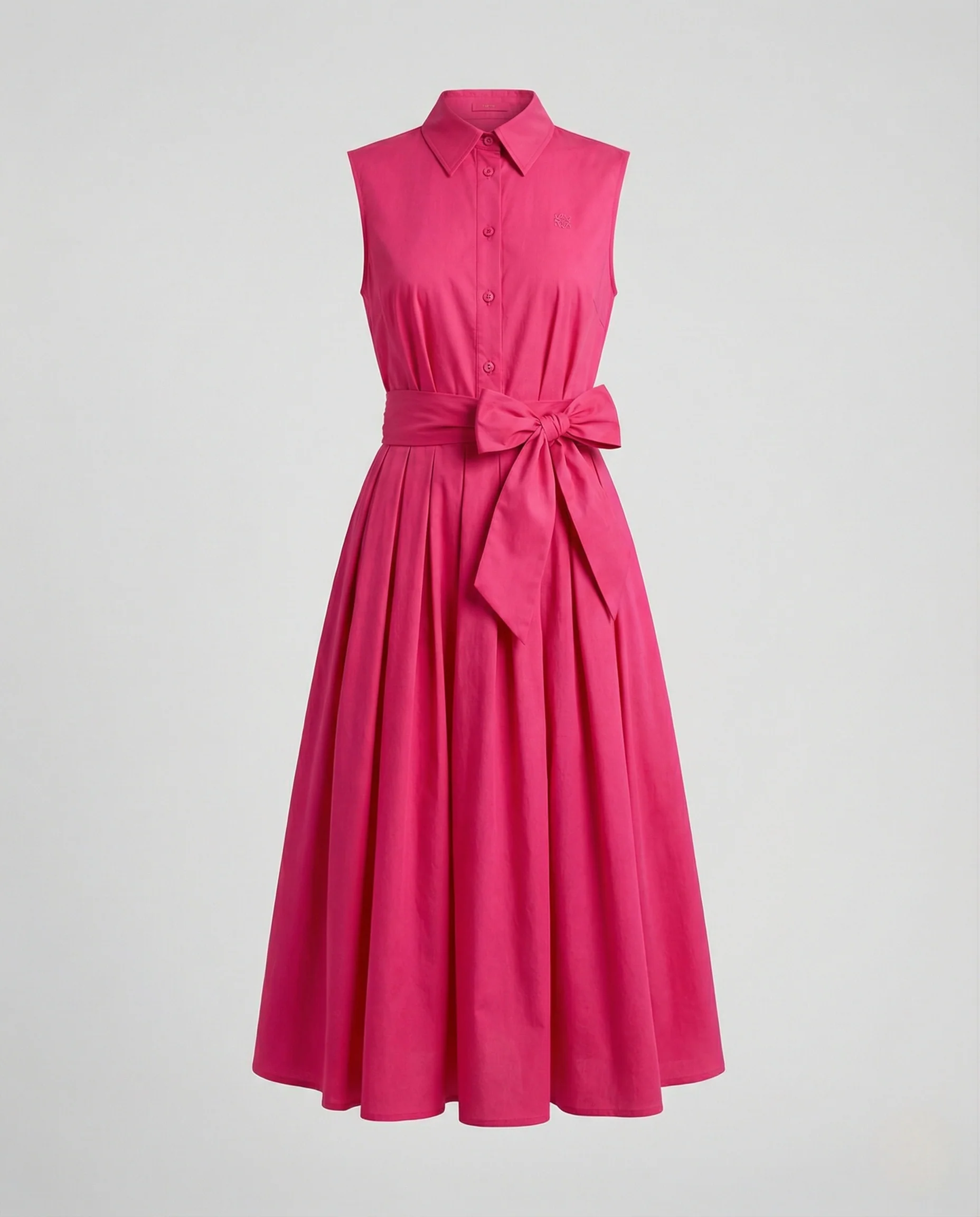 Damen Ärmelloses Hemdblusenkleid mit plissiertem Rock und Bindegürtel - Image 5