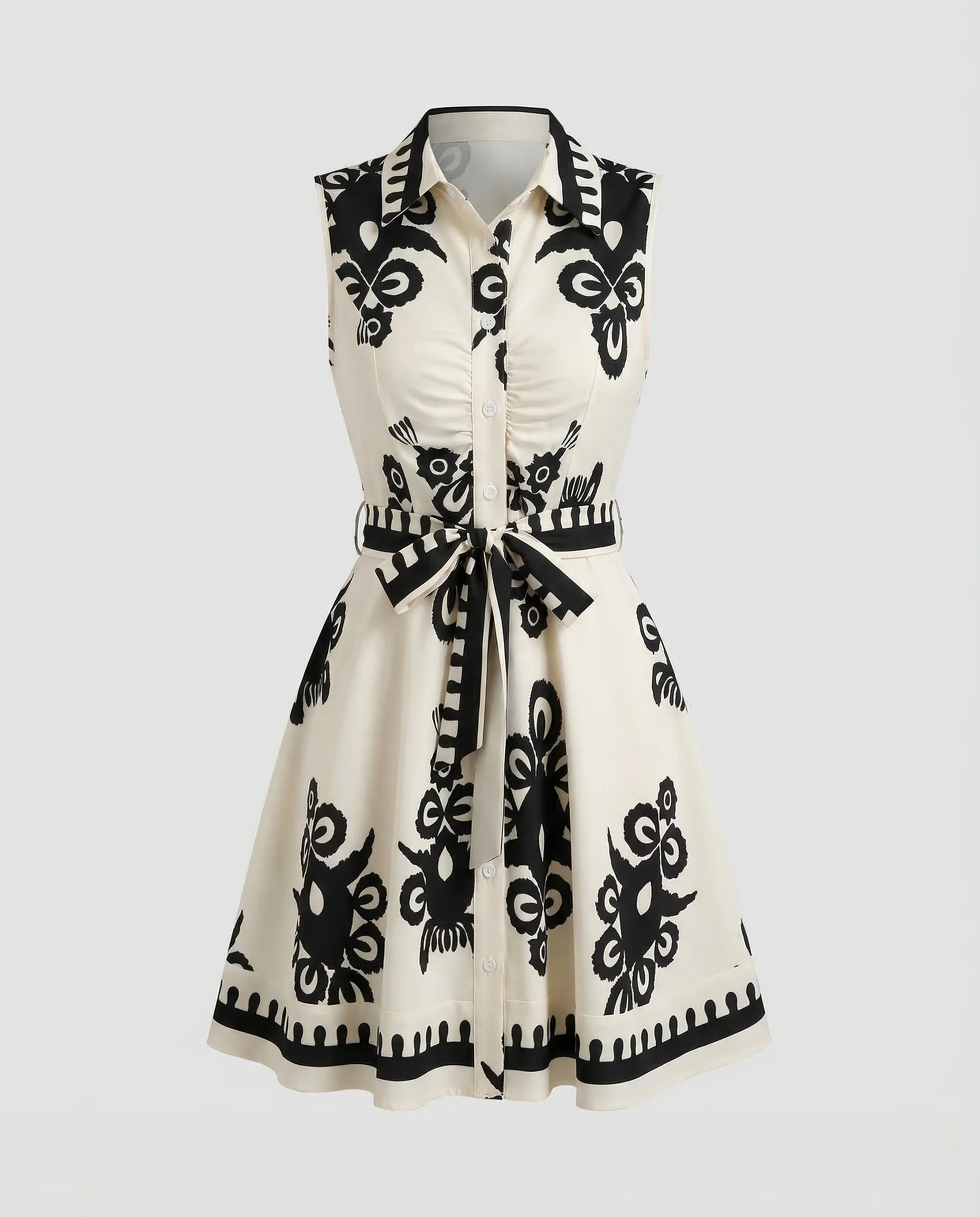 Damen Hemdkleid Ärmellos Gürtel - Image 5