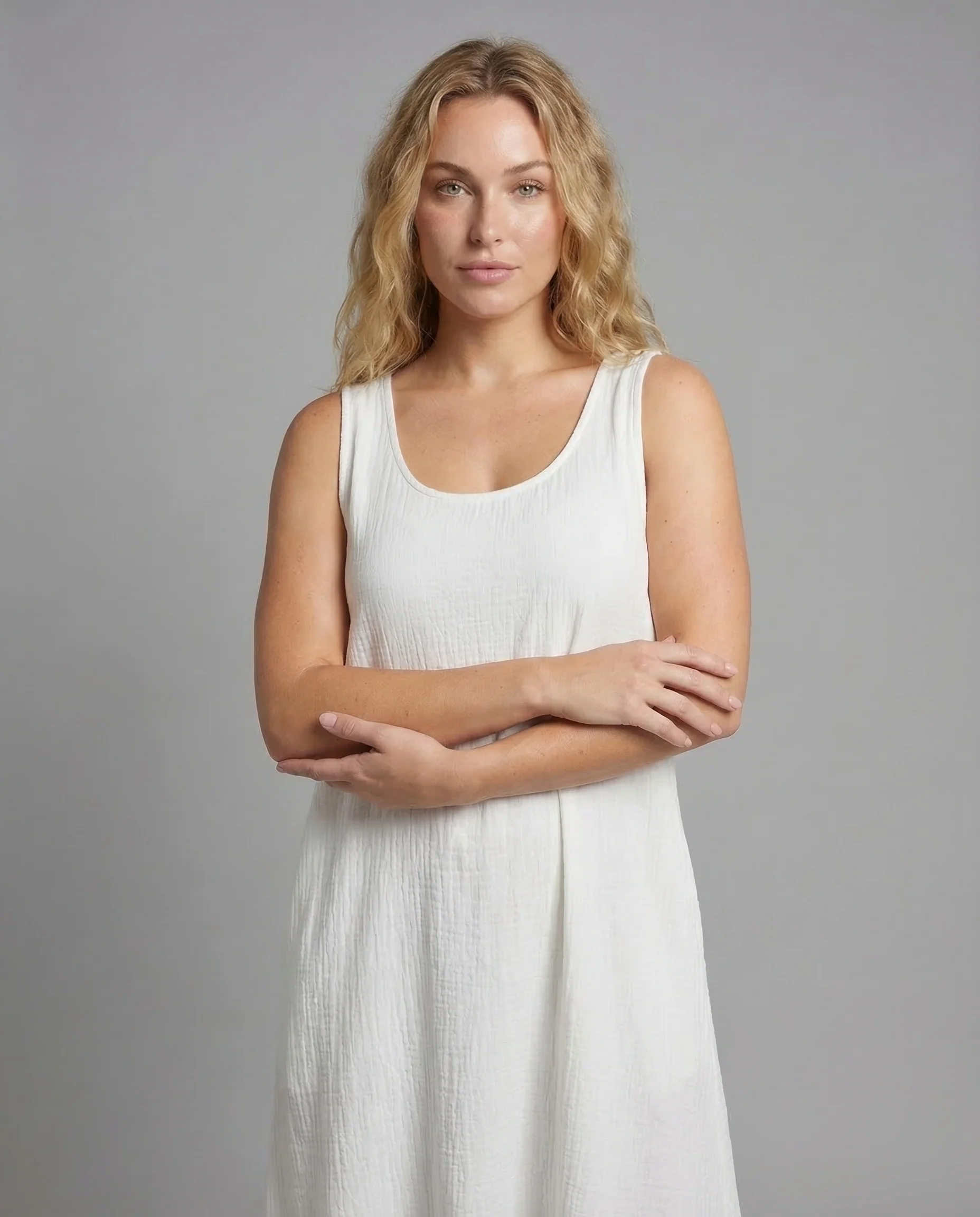 Damen Midikleid Baumwolle A Linie - Image 2