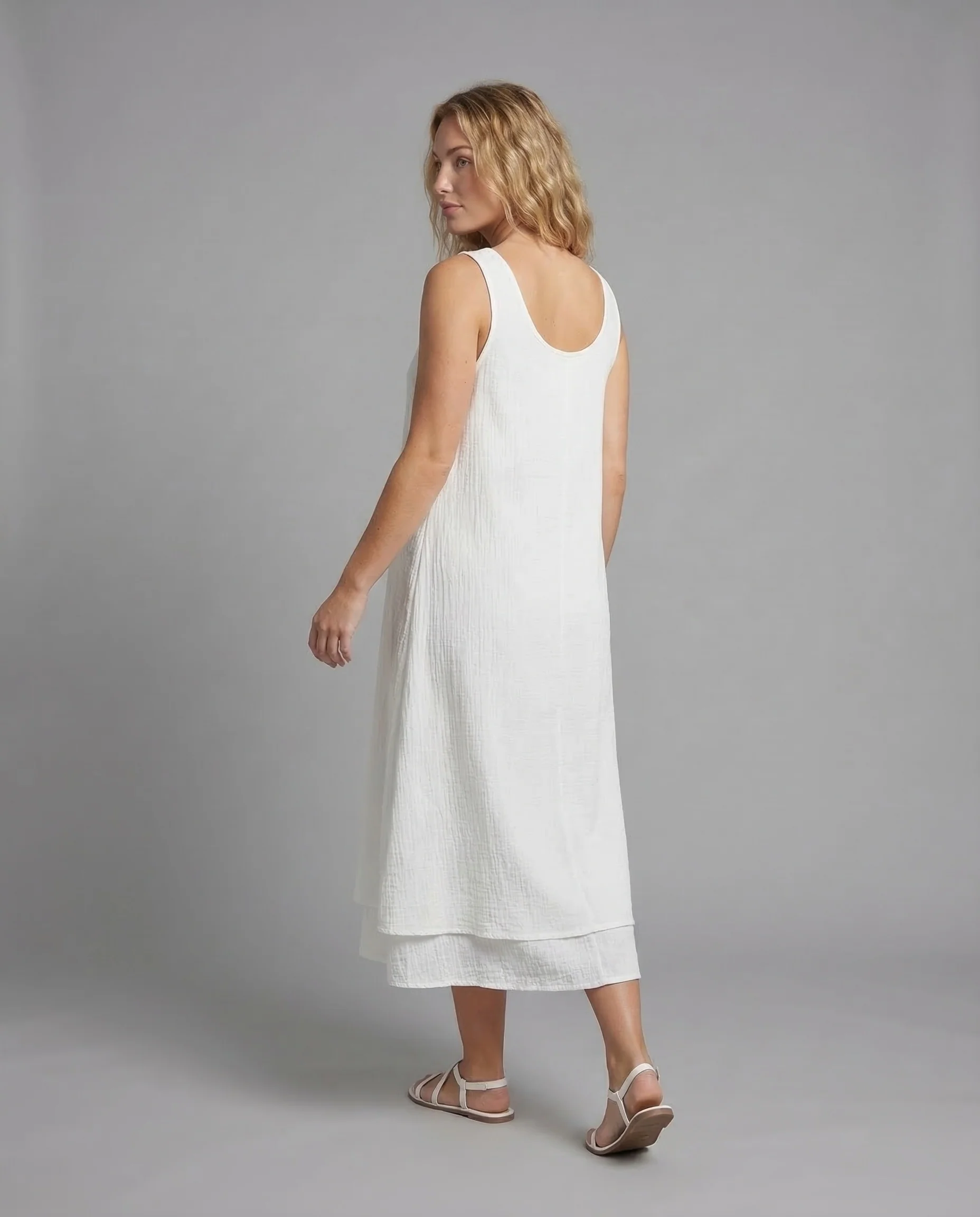 Damen Midikleid Baumwolle A Linie - Image 4