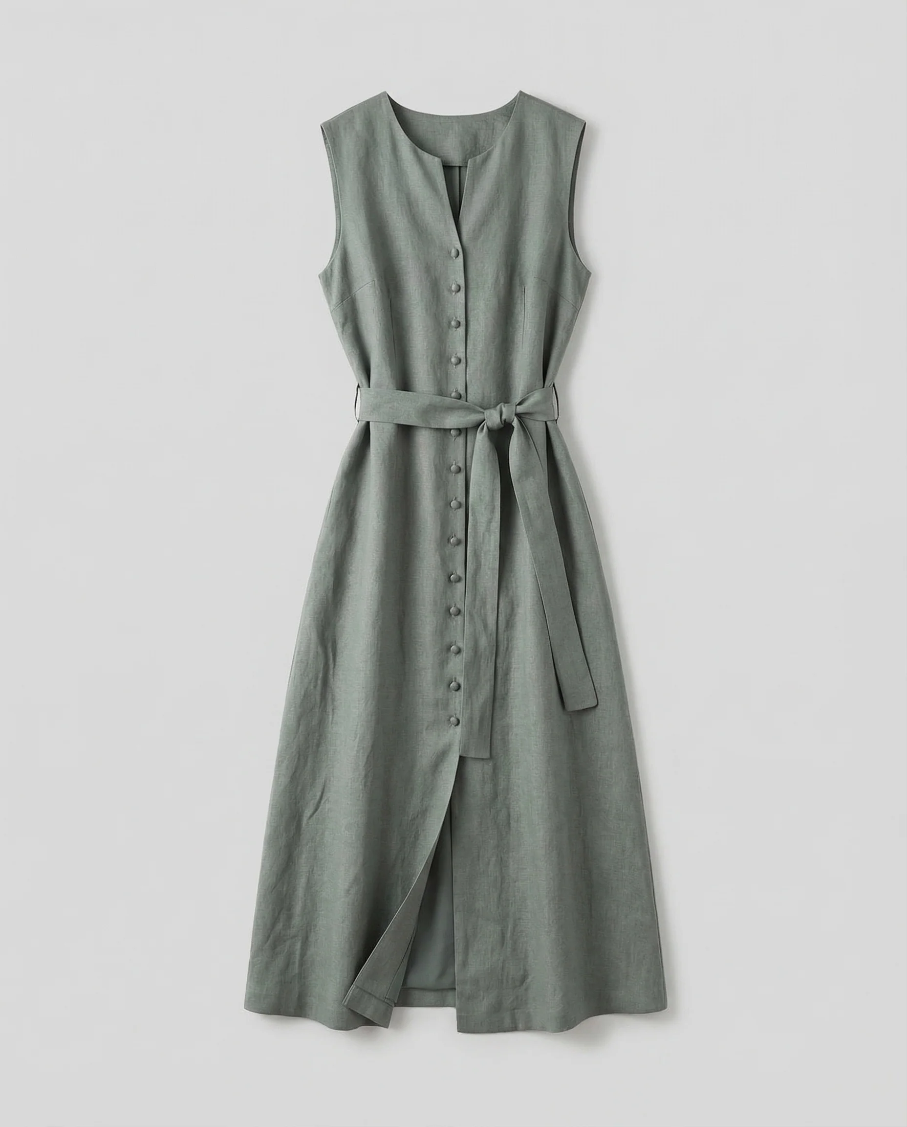 Damen Leinenmix Midikleid mit Knopfleiste - Image 5