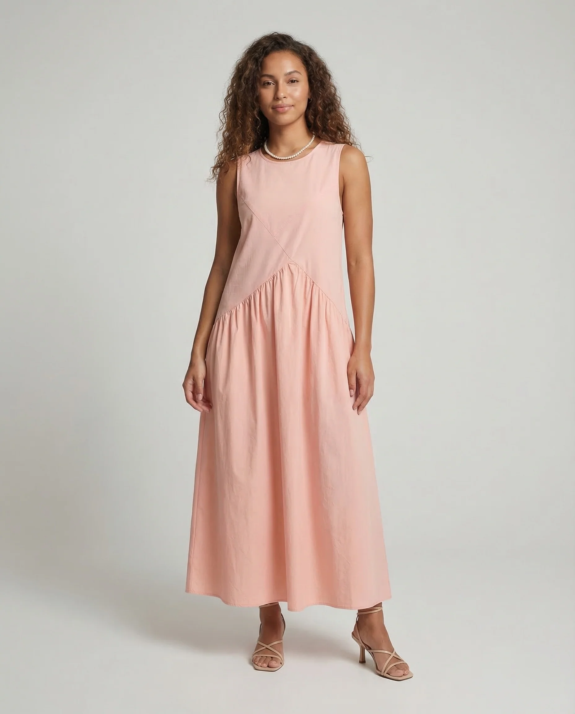 Damen Maxikleid Gerafft A Linie - Image 3