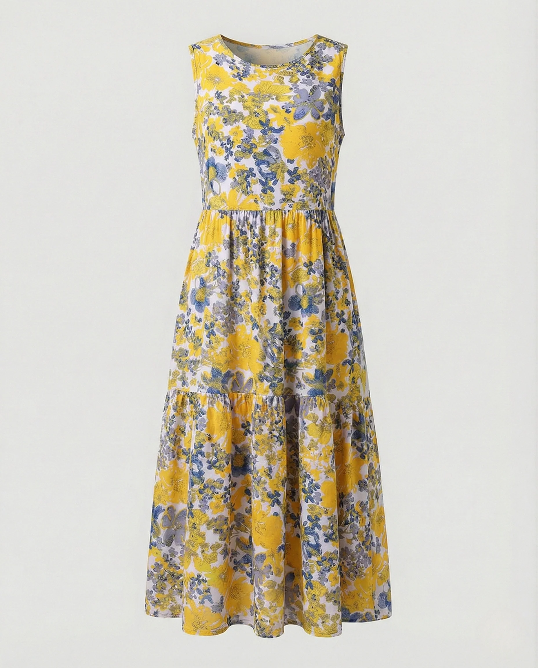 Damen Ärmelloses Maxi Stufenkleid mit Print - Image 6