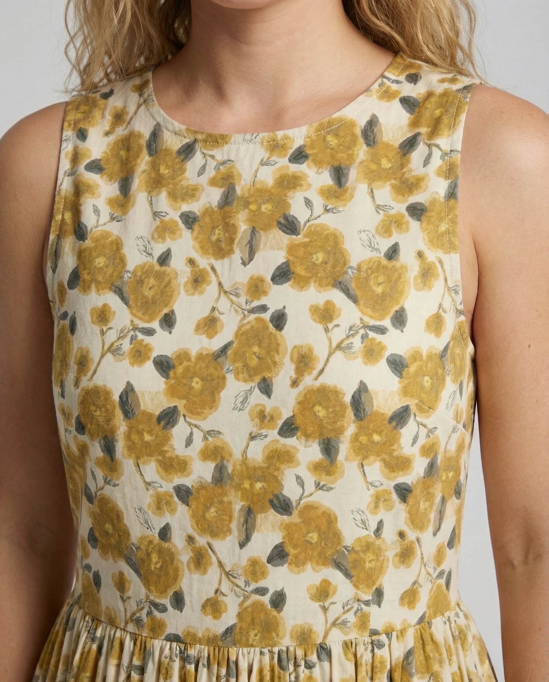 Damen Leinenoptik Maxikleid mit Faltenrock - Image 3