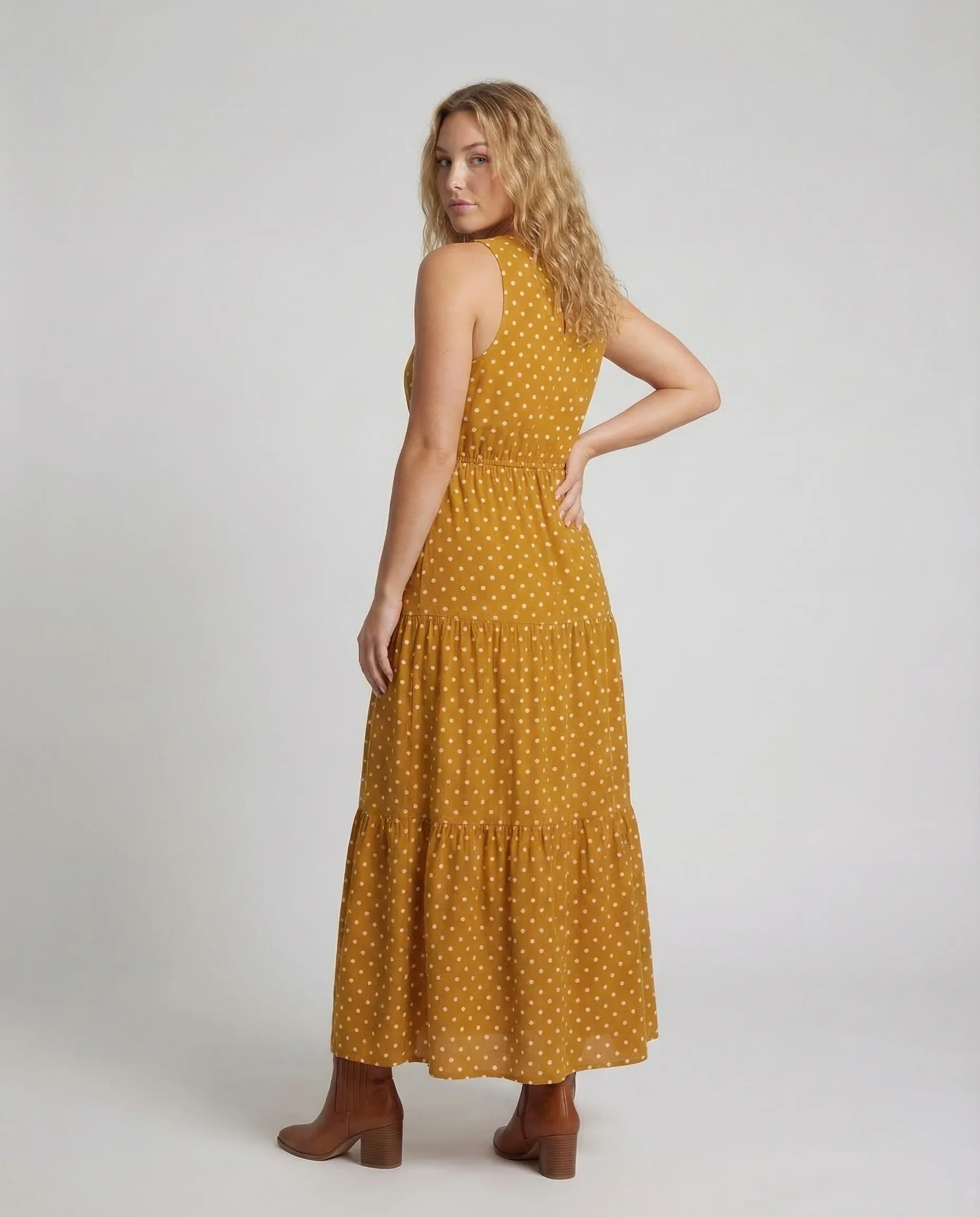 Damen Maxikleid Ärmellos Stufen - Image 4