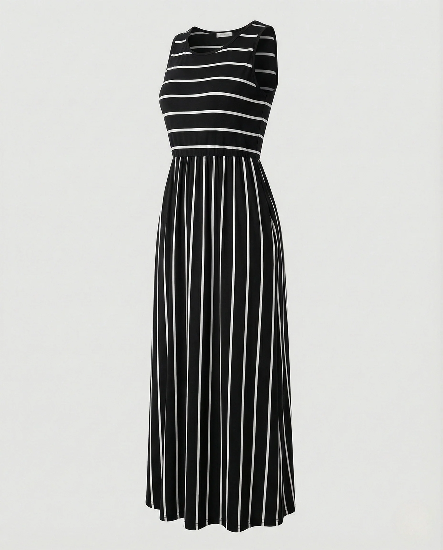 Plissee Maxikleid Ärmellos Damen Mit Taschen - Image 8