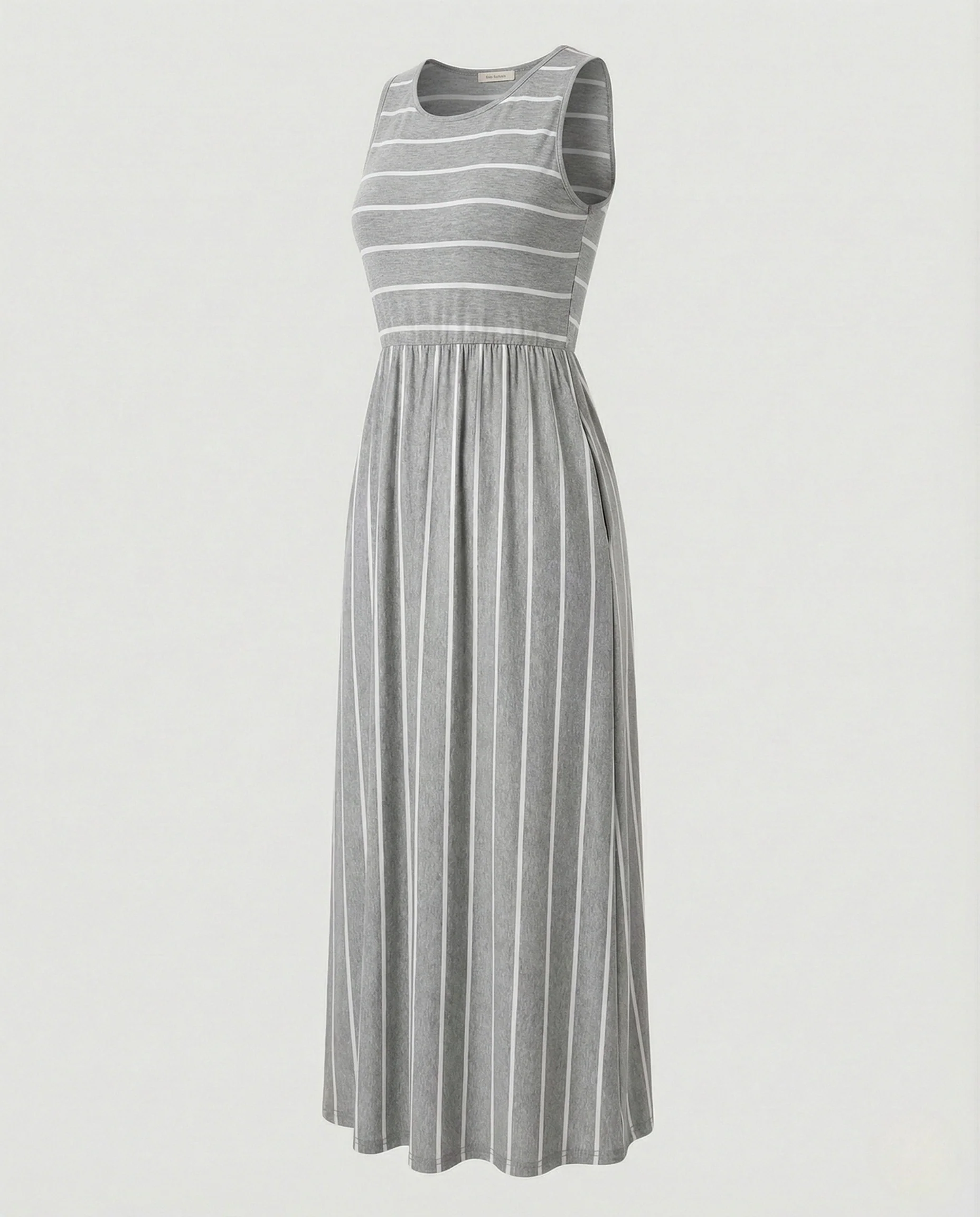Plissee Maxikleid Ärmellos Damen Mit Taschen - Image 9