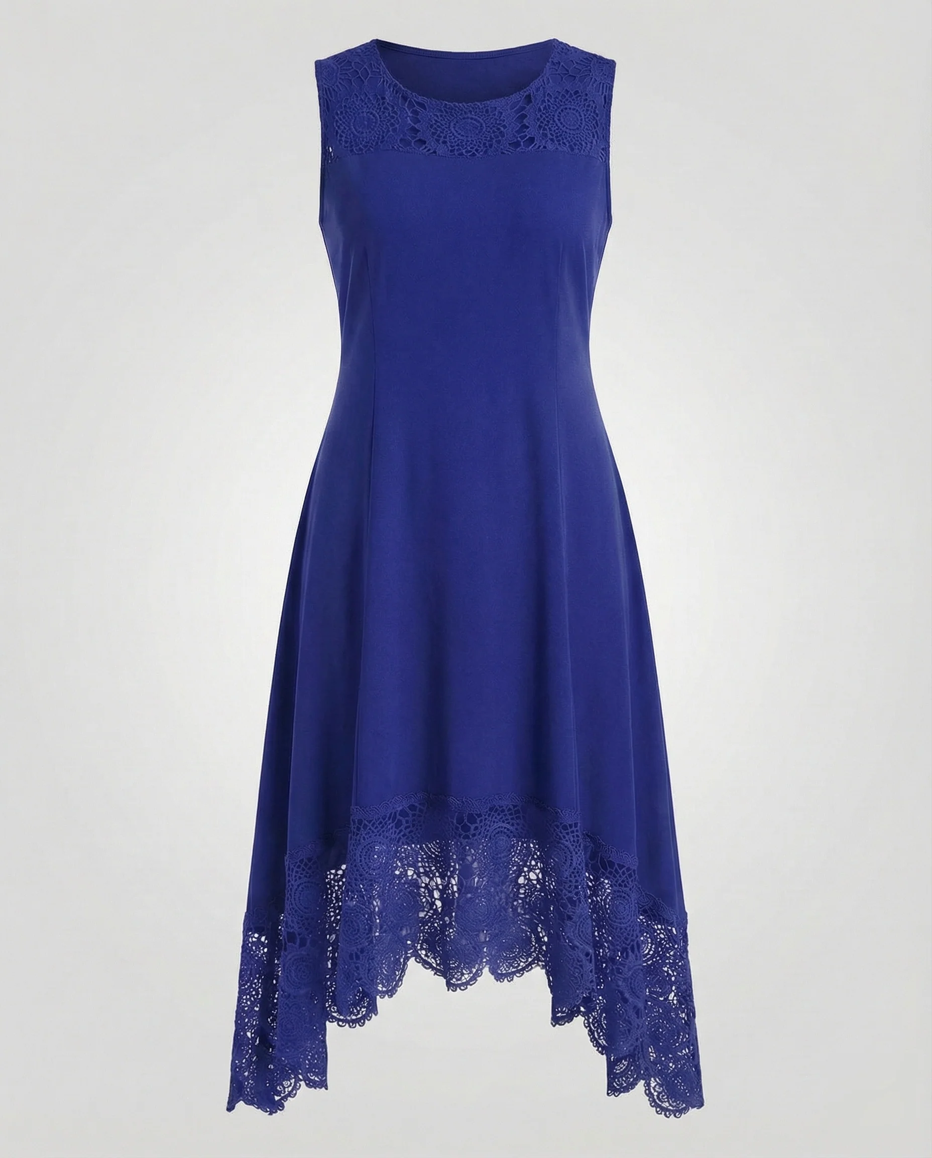 Damen Ärmelloses Maxikleid mit Spitzenapplikation und asymmetrischem Saum - Image 6