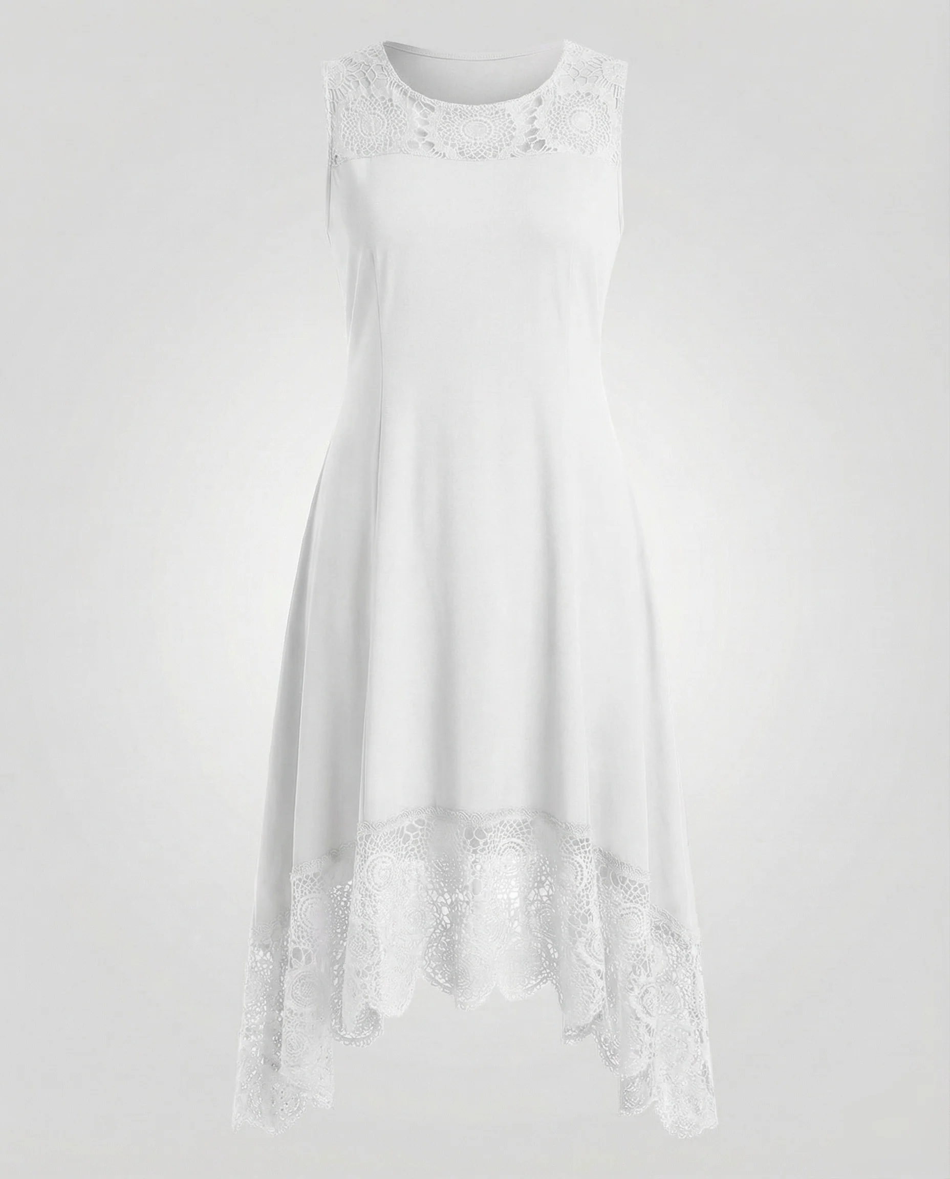 Damen Ärmelloses Maxikleid mit Spitzenapplikation und asymmetrischem Saum - Image 8