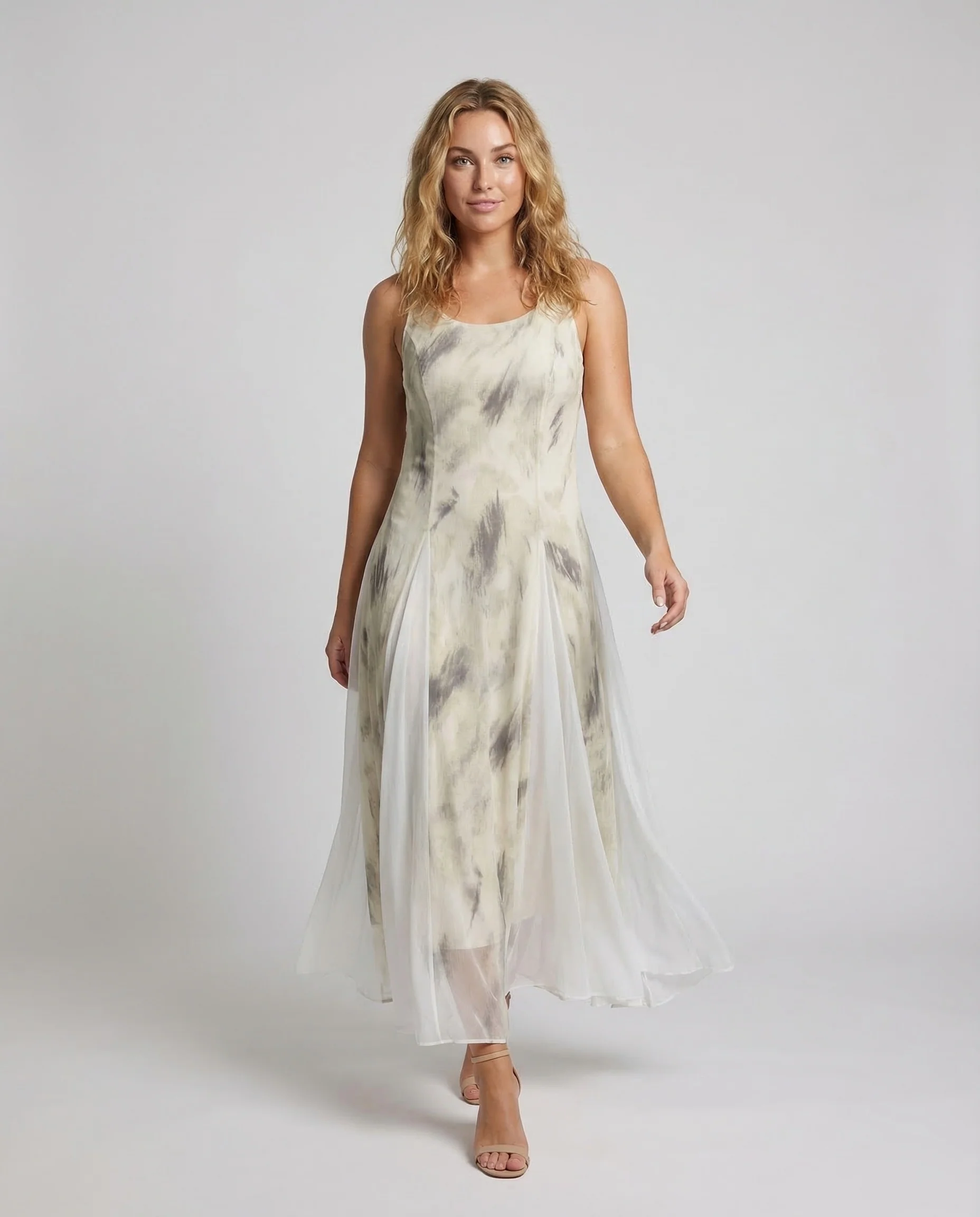 Damen Maxikleid Chiffon A Linie