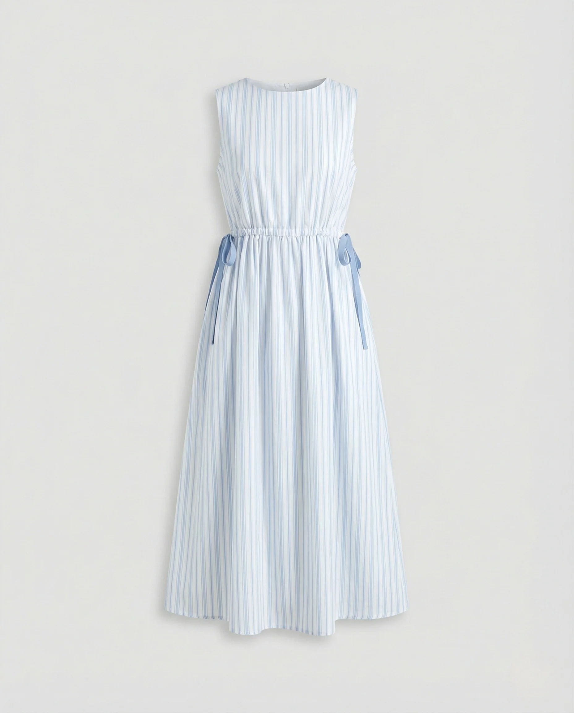 Damen Leinenoptik Midikleid mit Raffbund - Image 5