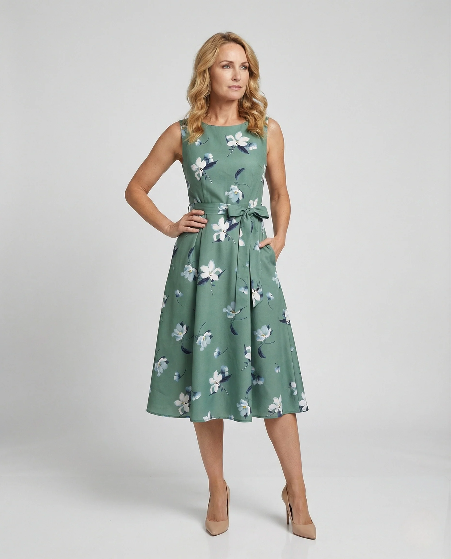 Midikleid Ärmellos Mit Blumenmuster Damen