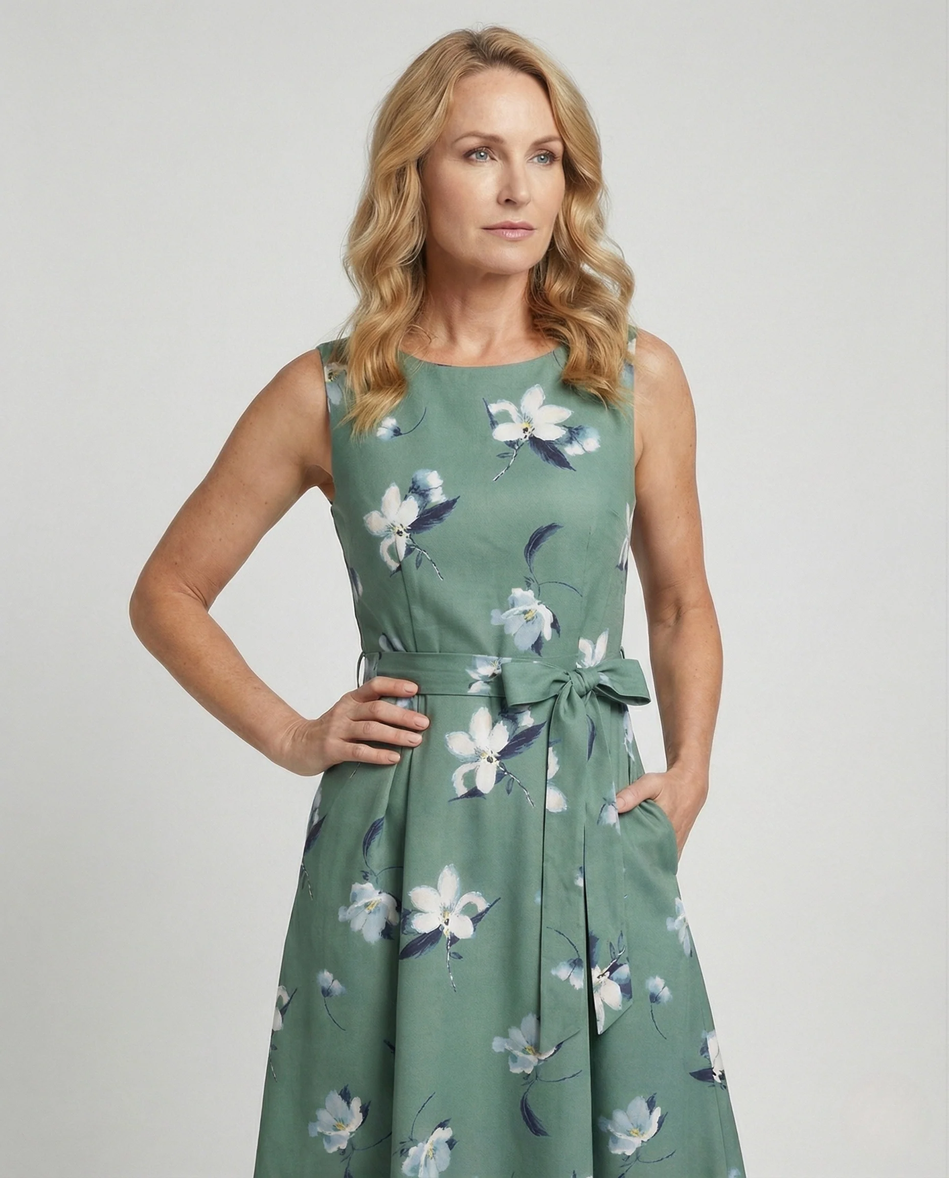 Midikleid Ärmellos Mit Blumenmuster Damen - Image 2