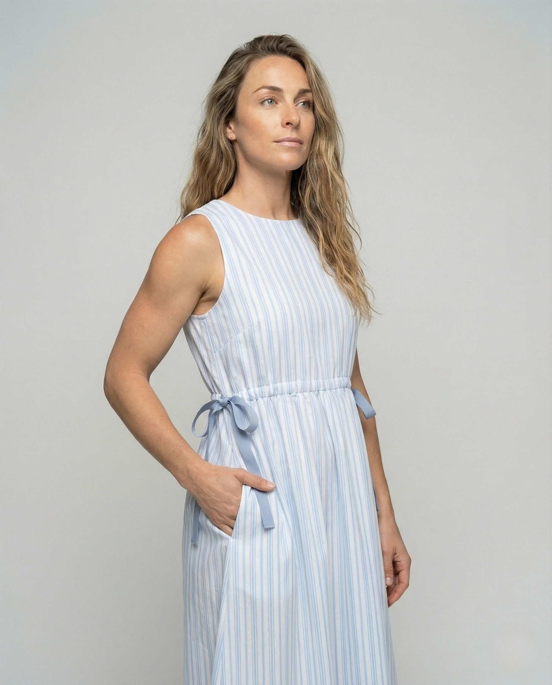 Damen Ärmelloses A-Linien Midikleid mit Tunnelzug