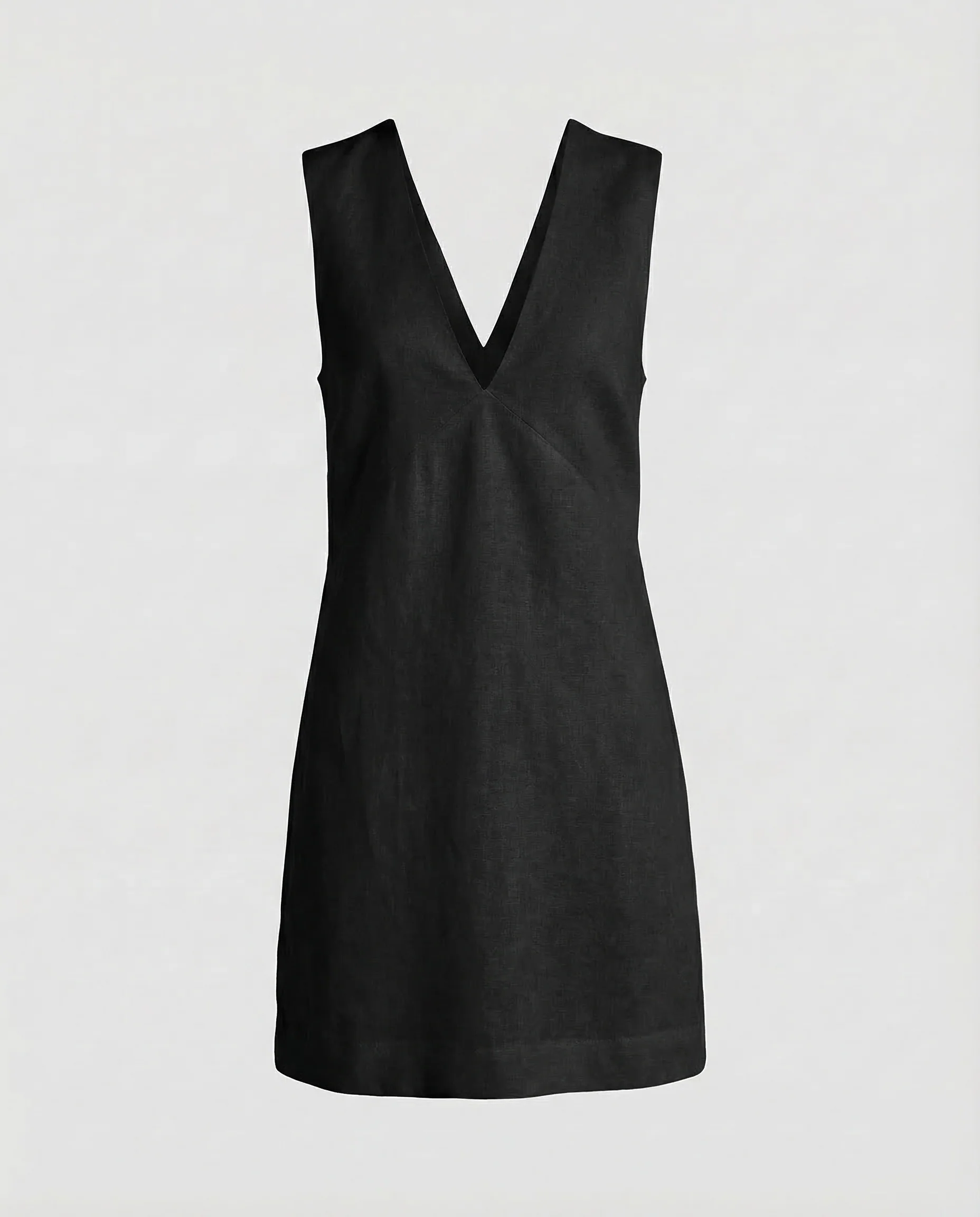 Damen Minikleid V Ausschnitt Leinenoptik - Image 6