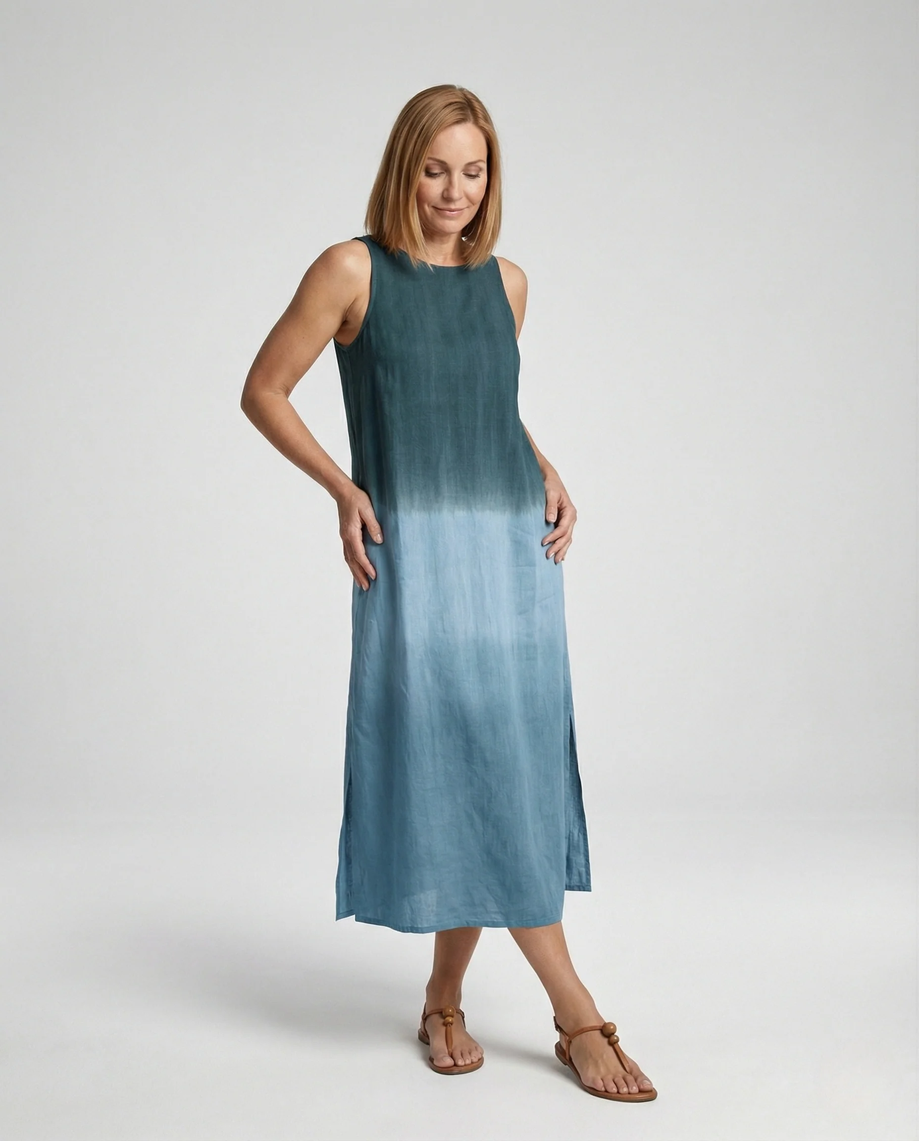Damen Maxikleid Ombre ärmellos