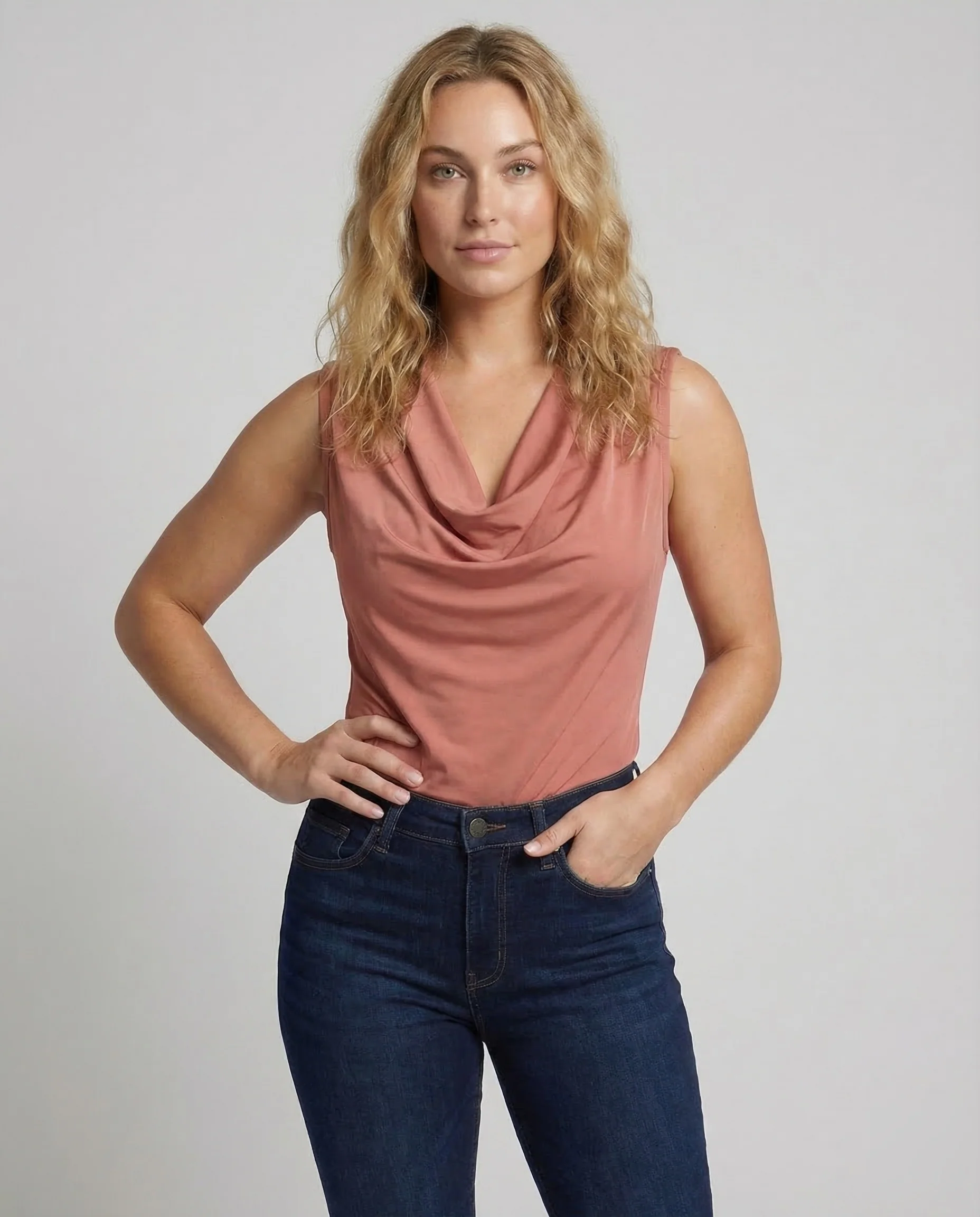 Damen Satin Top Drapiert - Image 2