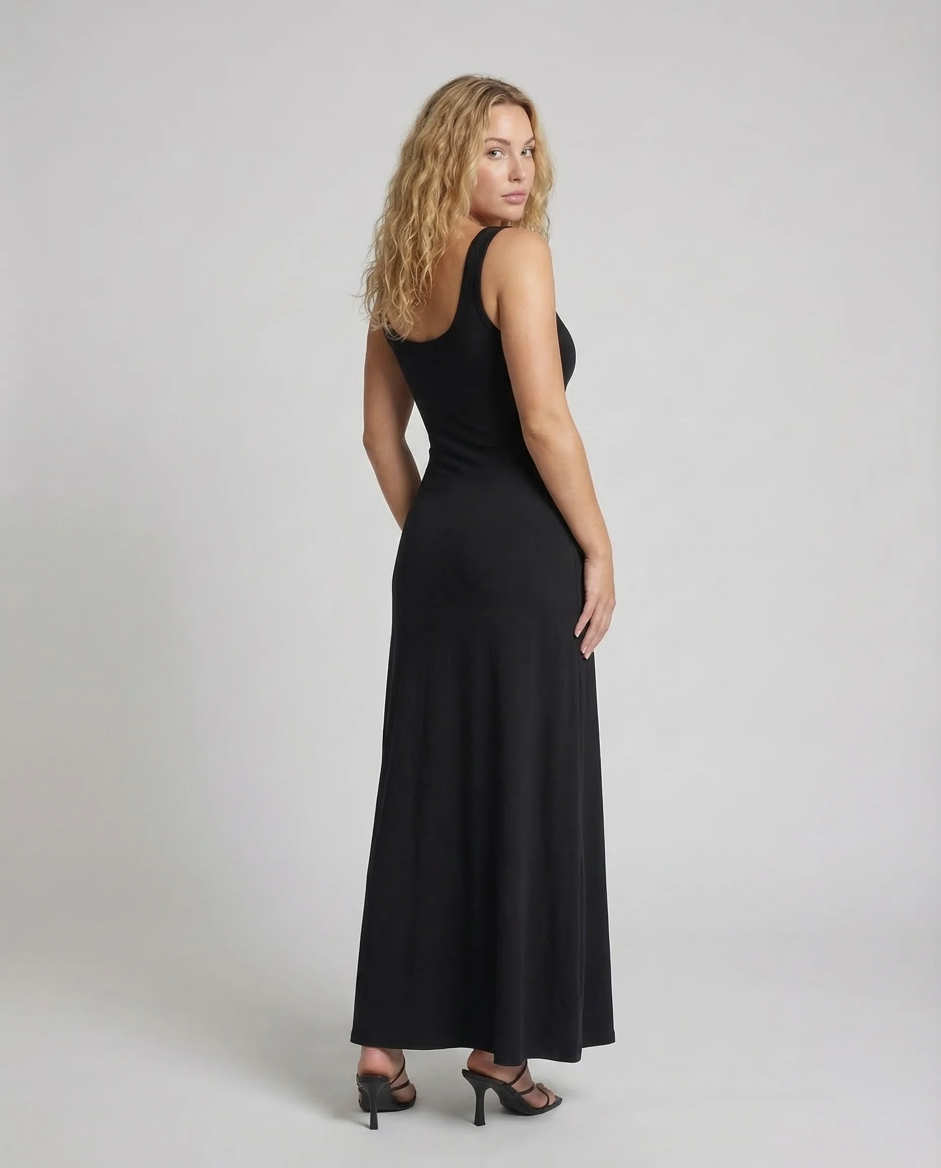 Damen Jersey Maxikleid U Ausschnitt - Image 4