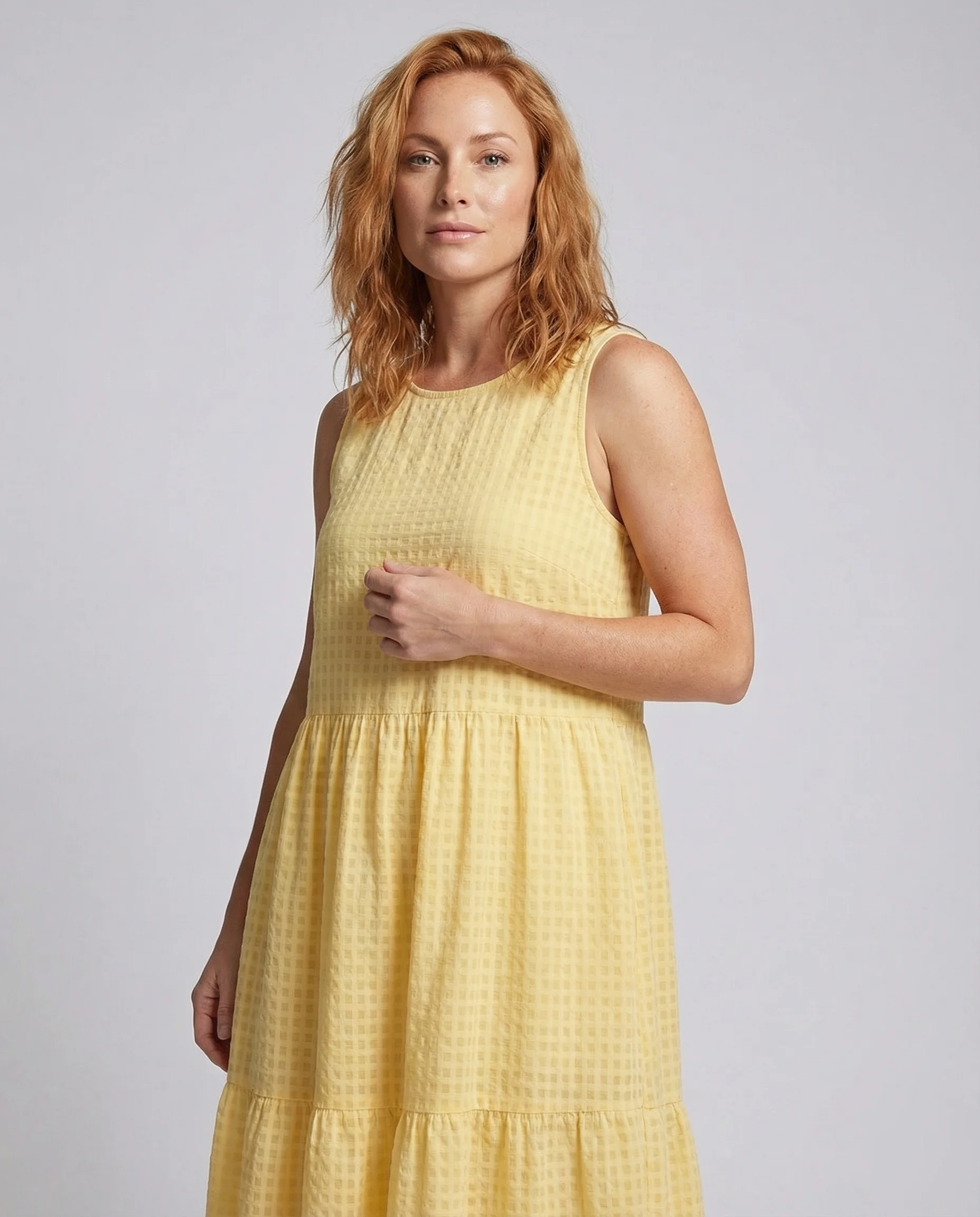 Damen Stufenmaxikleid mit Karo Struktur - Image 2